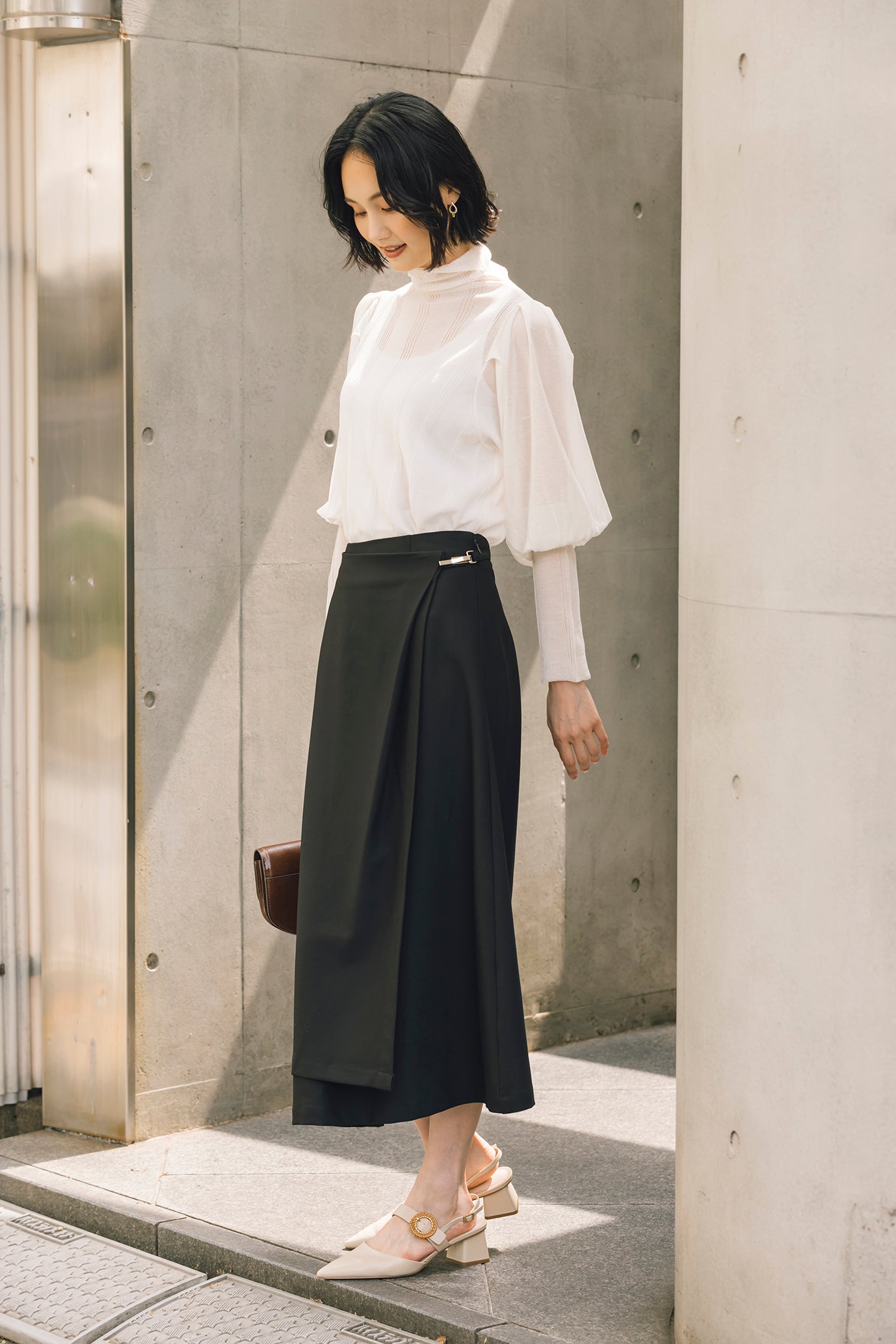 イレギュラーヘムラップ風スカート NS-252