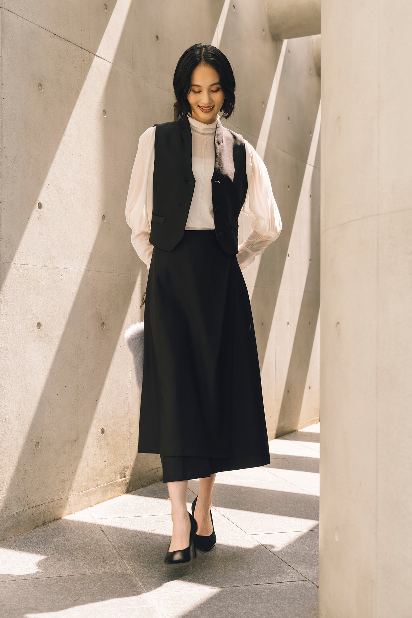 イレギュラーヘムラップ風スカート NS-252