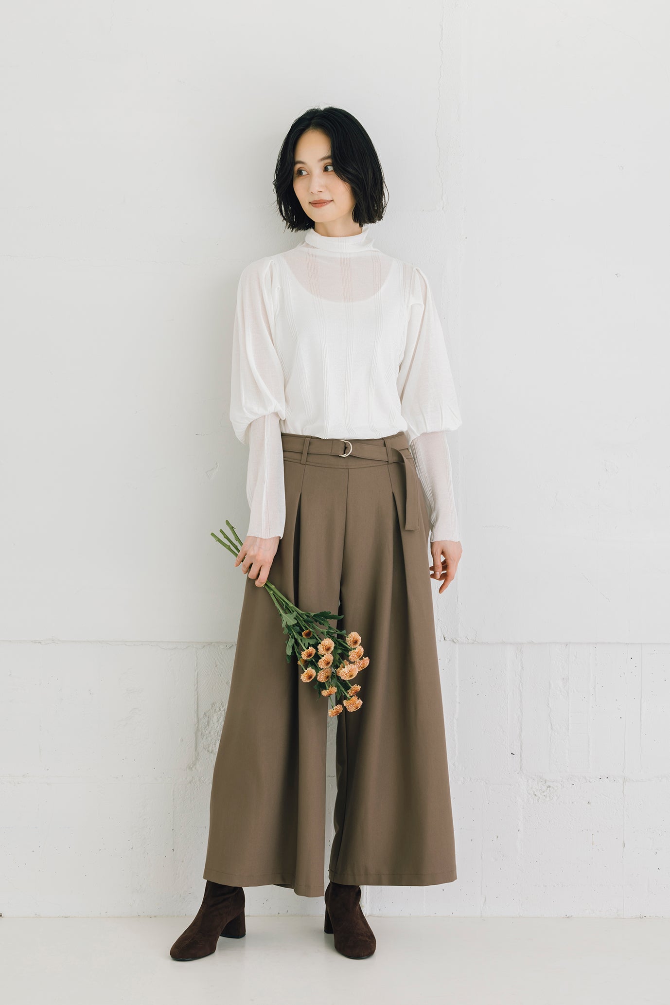 フロントタックワイドパンツ(共布ベルト付き)NS-241