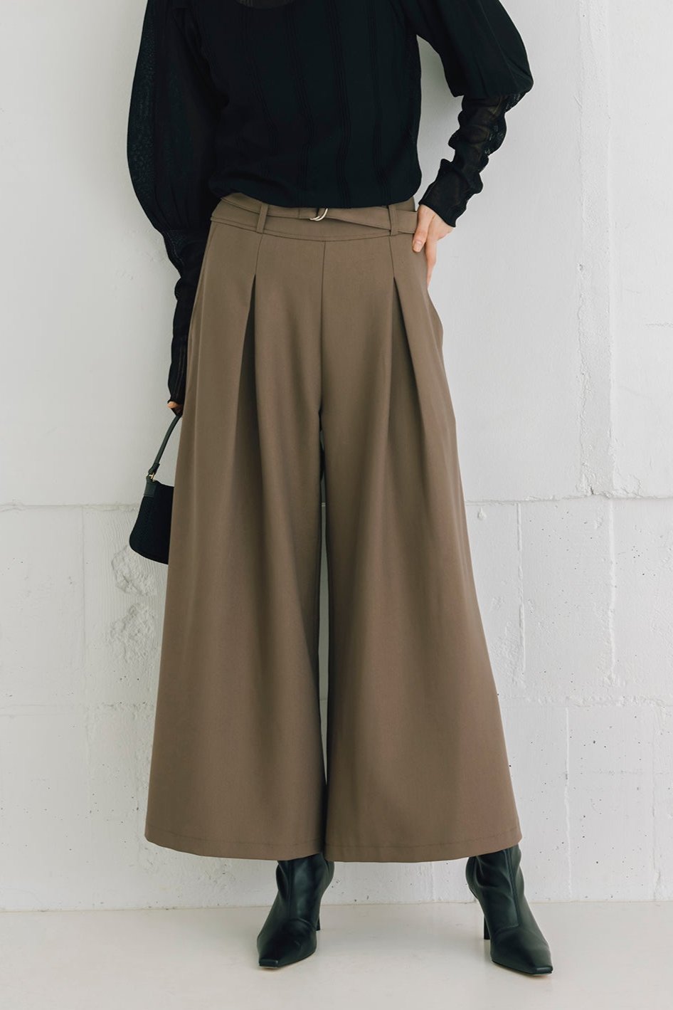 フロントタックワイドパンツ(共布ベルト付き)NS-241