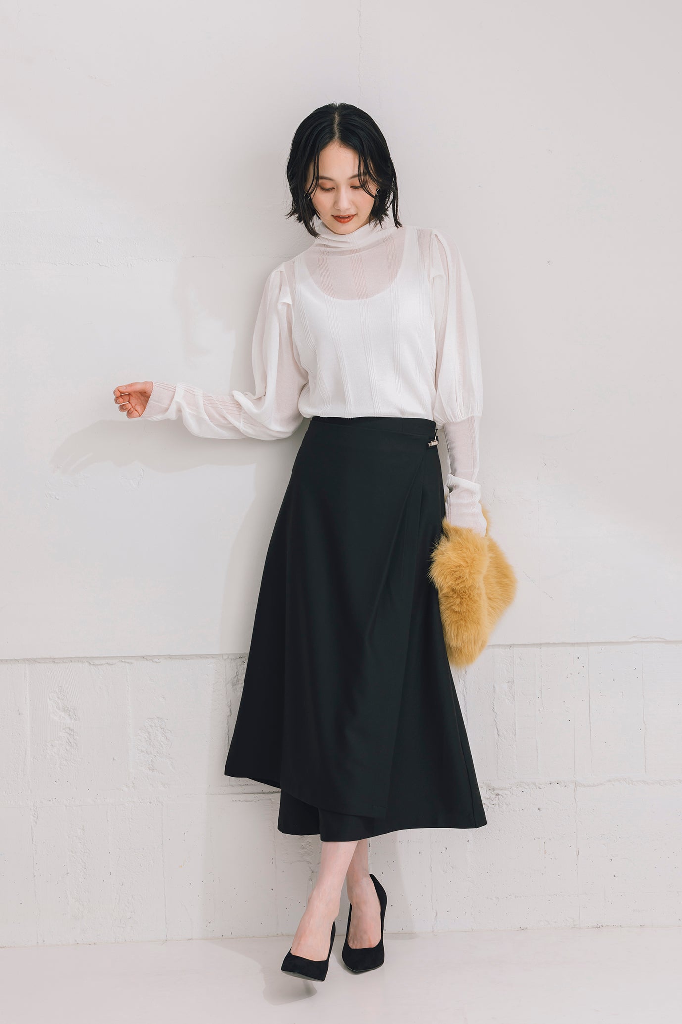 イレギュラーヘムラップ風スカート NS-252