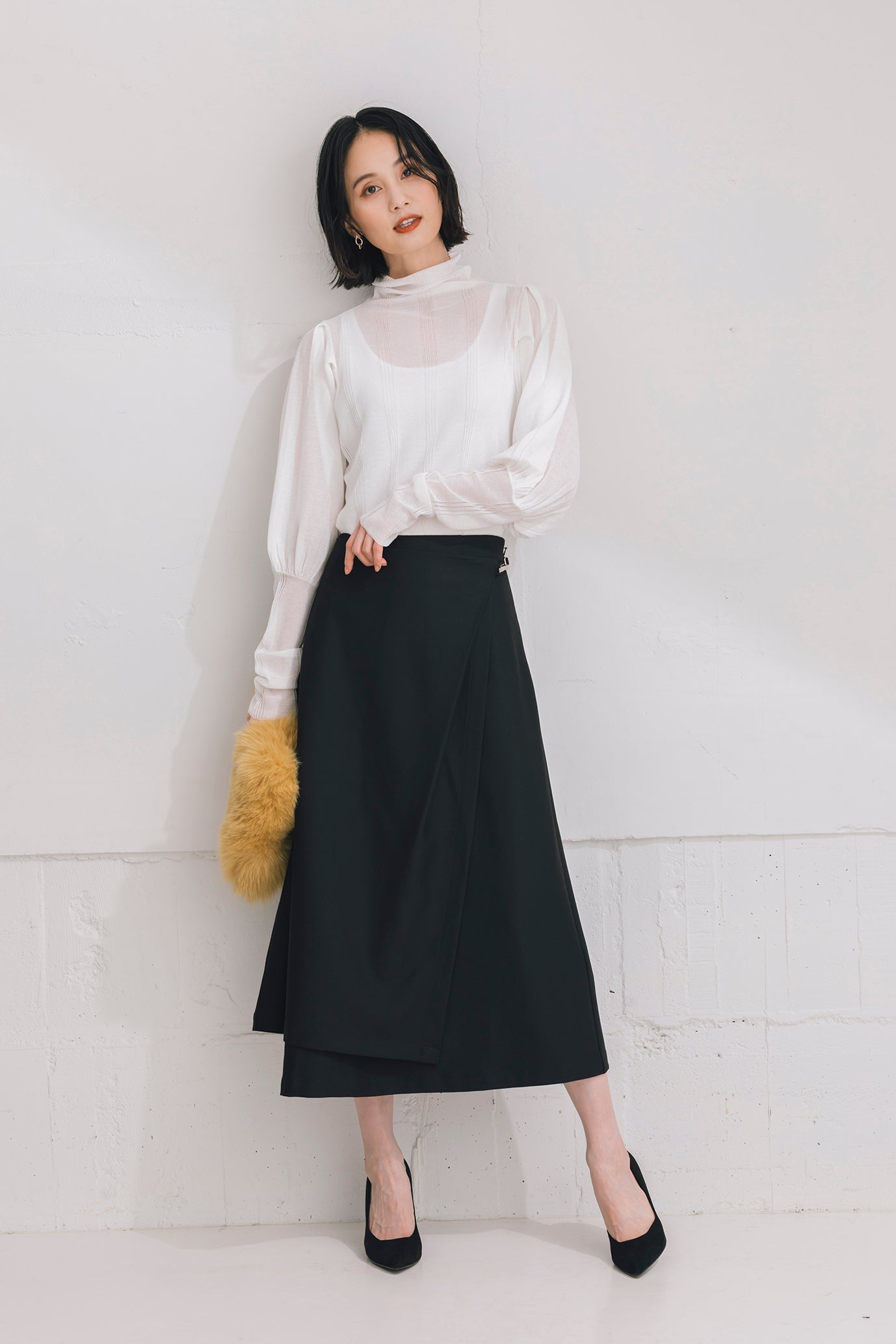 イレギュラーヘムラップ風スカート NS-252