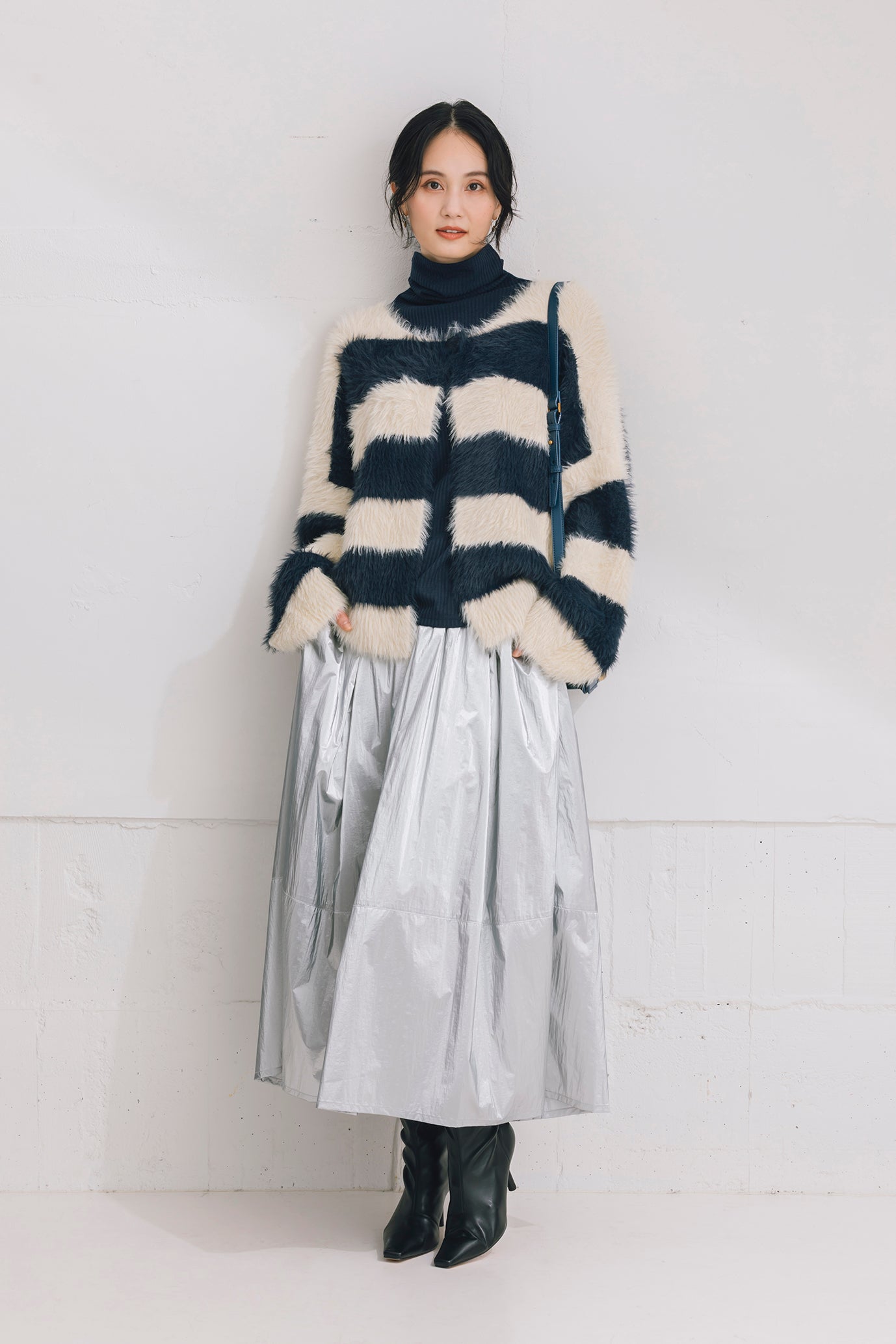 シャギーボーダーニットジャケット NS-254