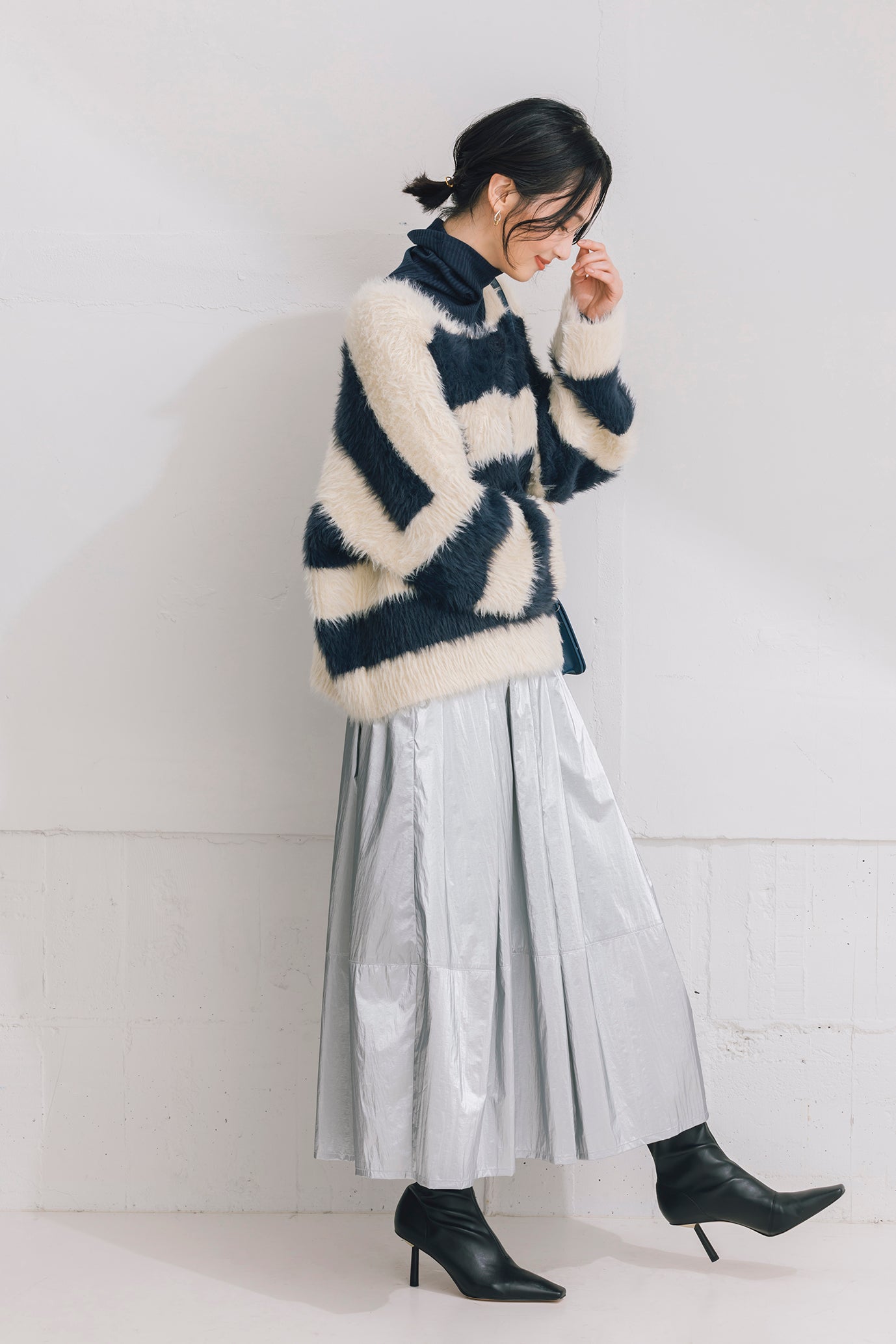 シャギーボーダーニットジャケット NS-254