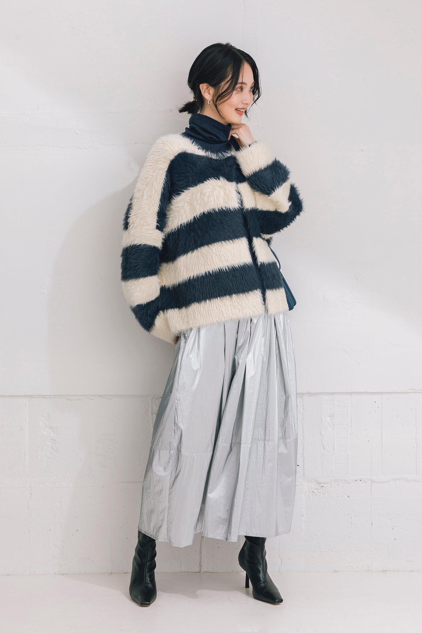 シャギーボーダーニットジャケット NS-254