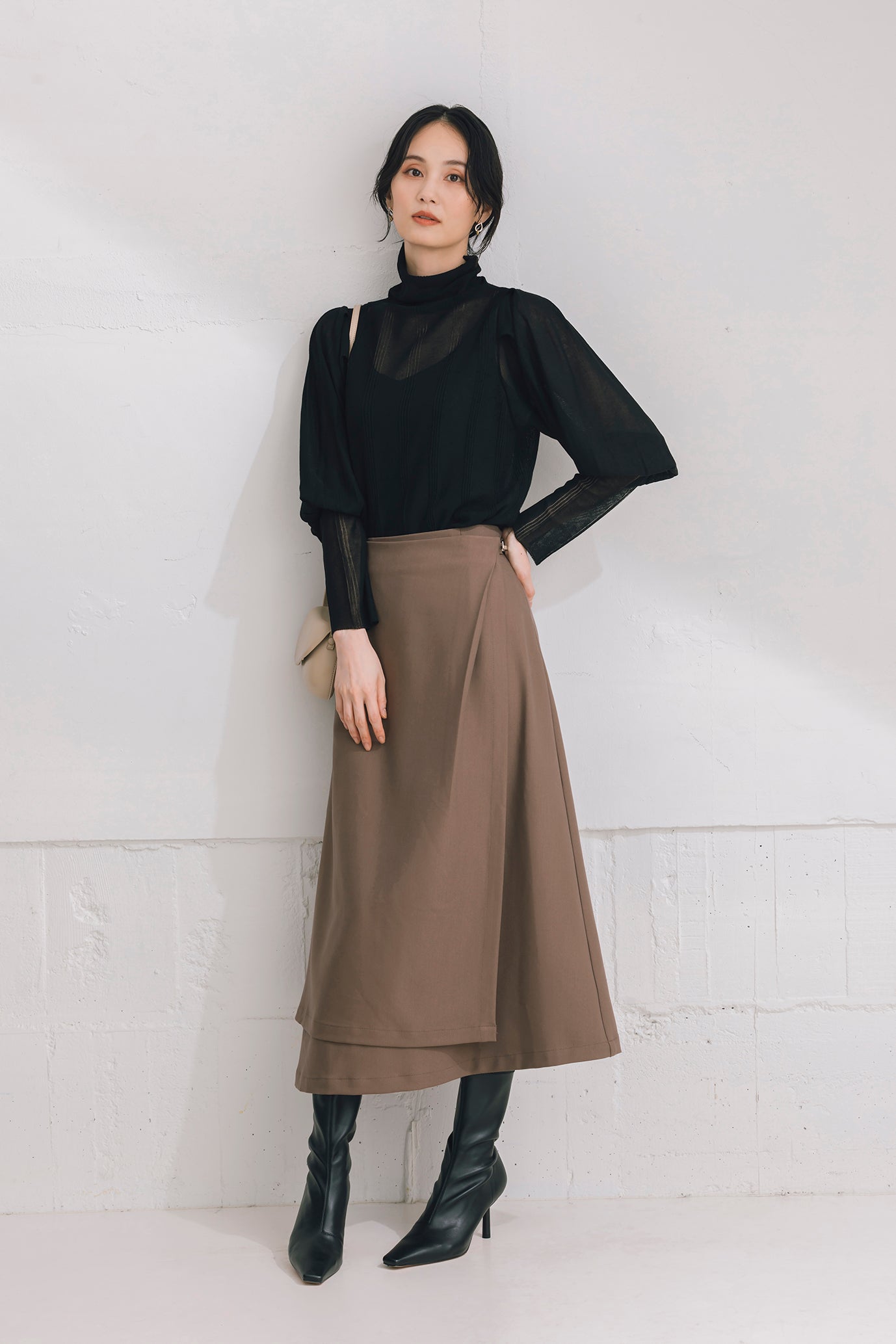 イレギュラーヘムラップ風スカート NS-252