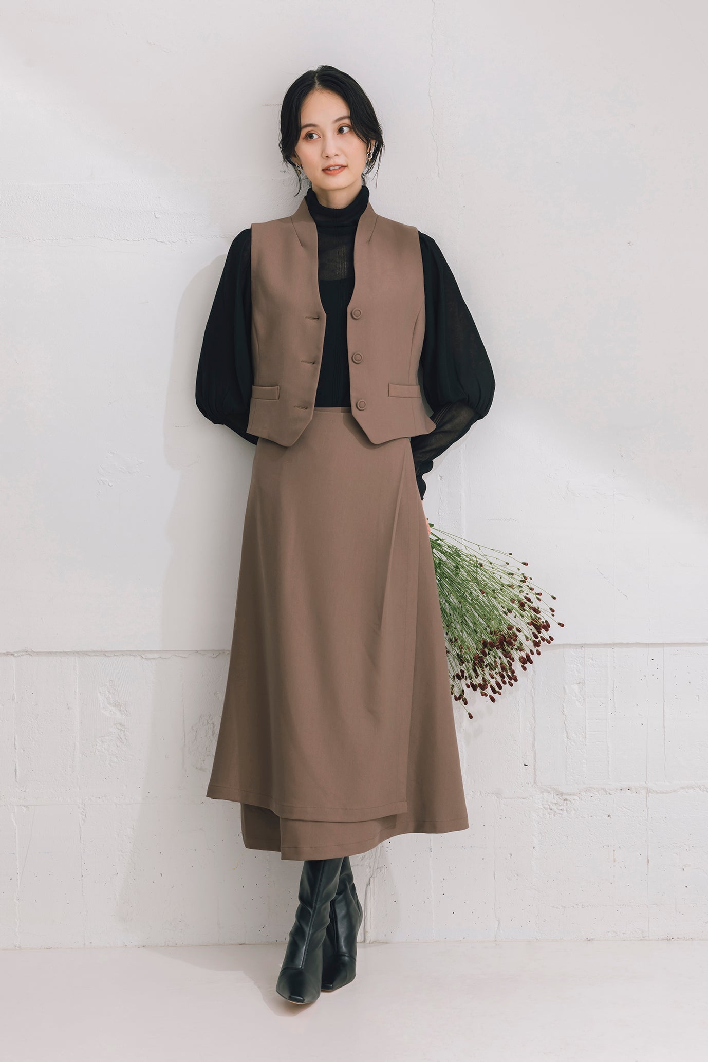 イレギュラーヘムラップ風スカート NS-252