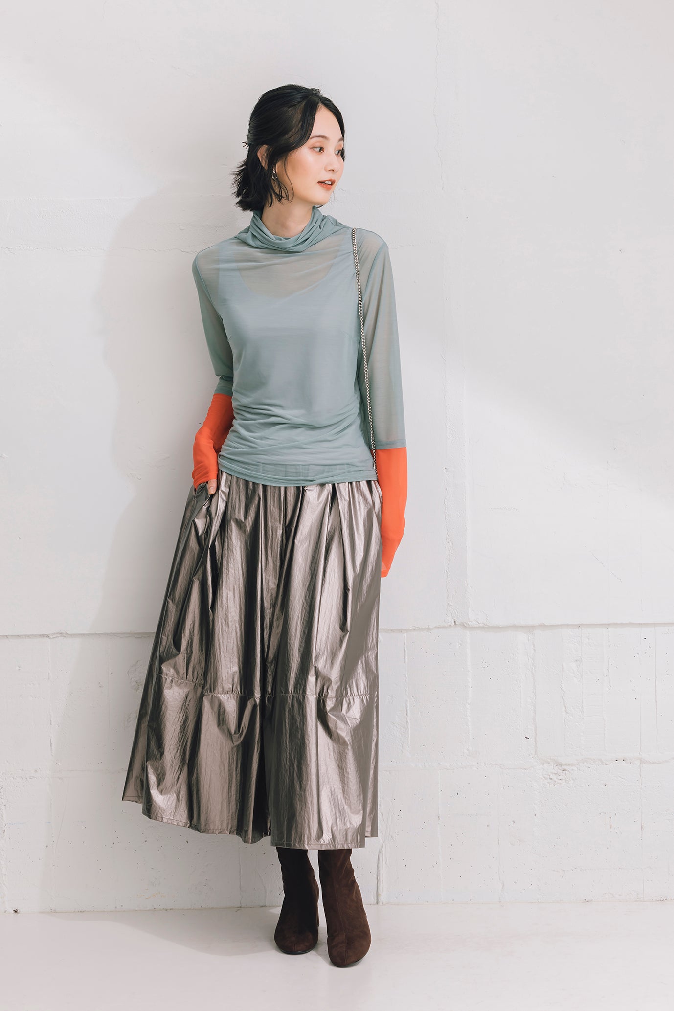 シャイニーロングスカート NS-258