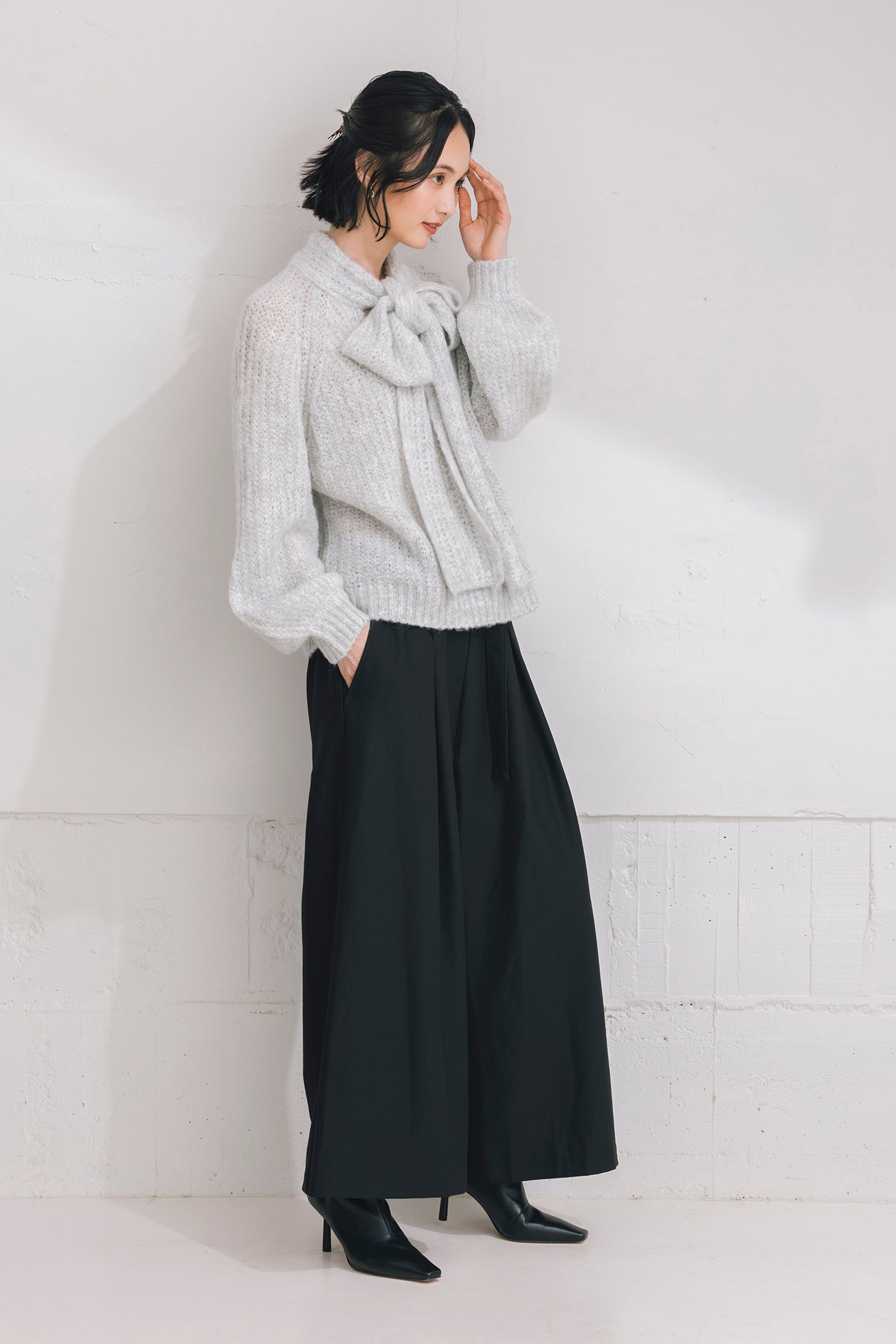 フロントタックワイドパンツ(共布ベルト付き)NS-241