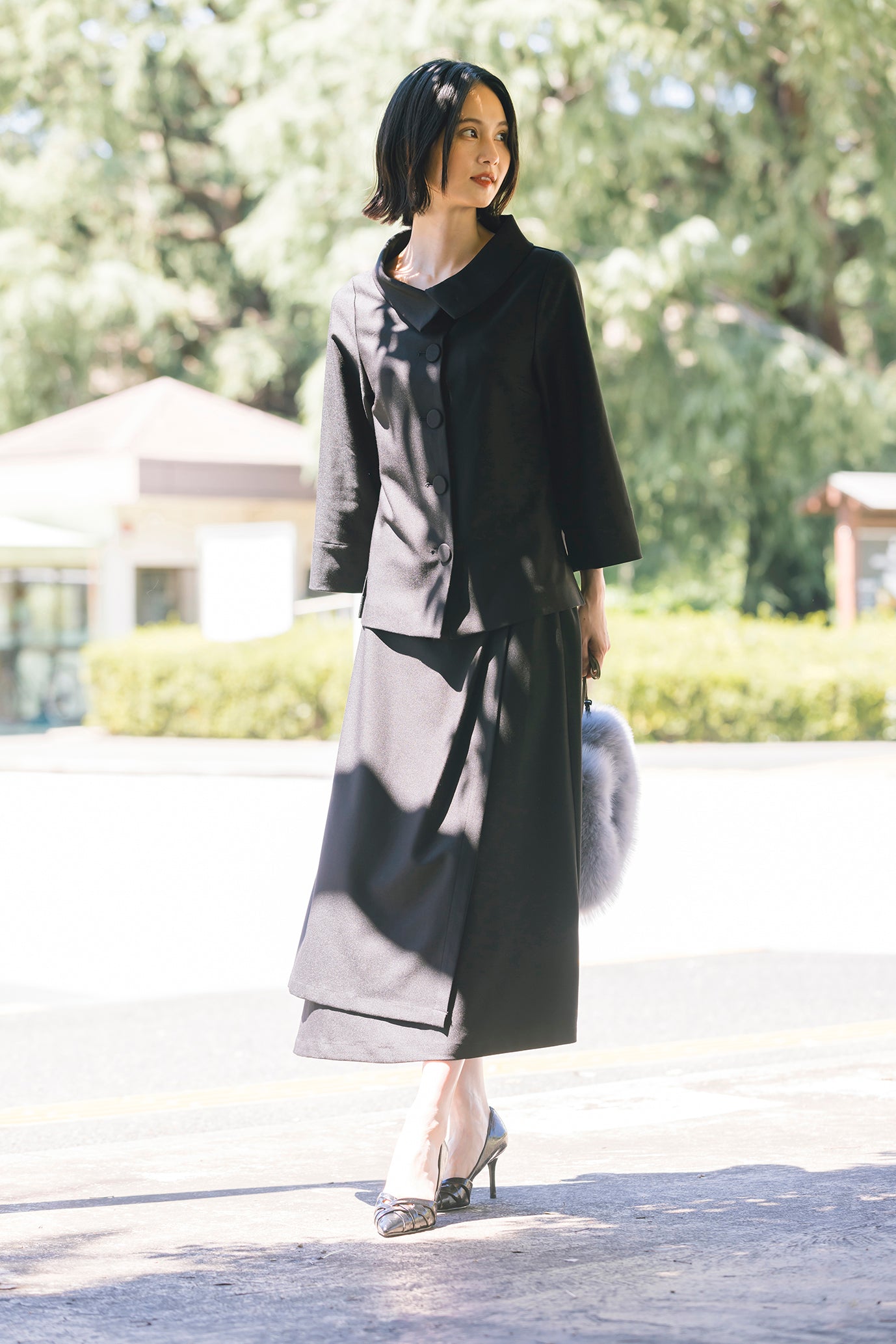 イレギュラーヘムラップ風スカート NS-252