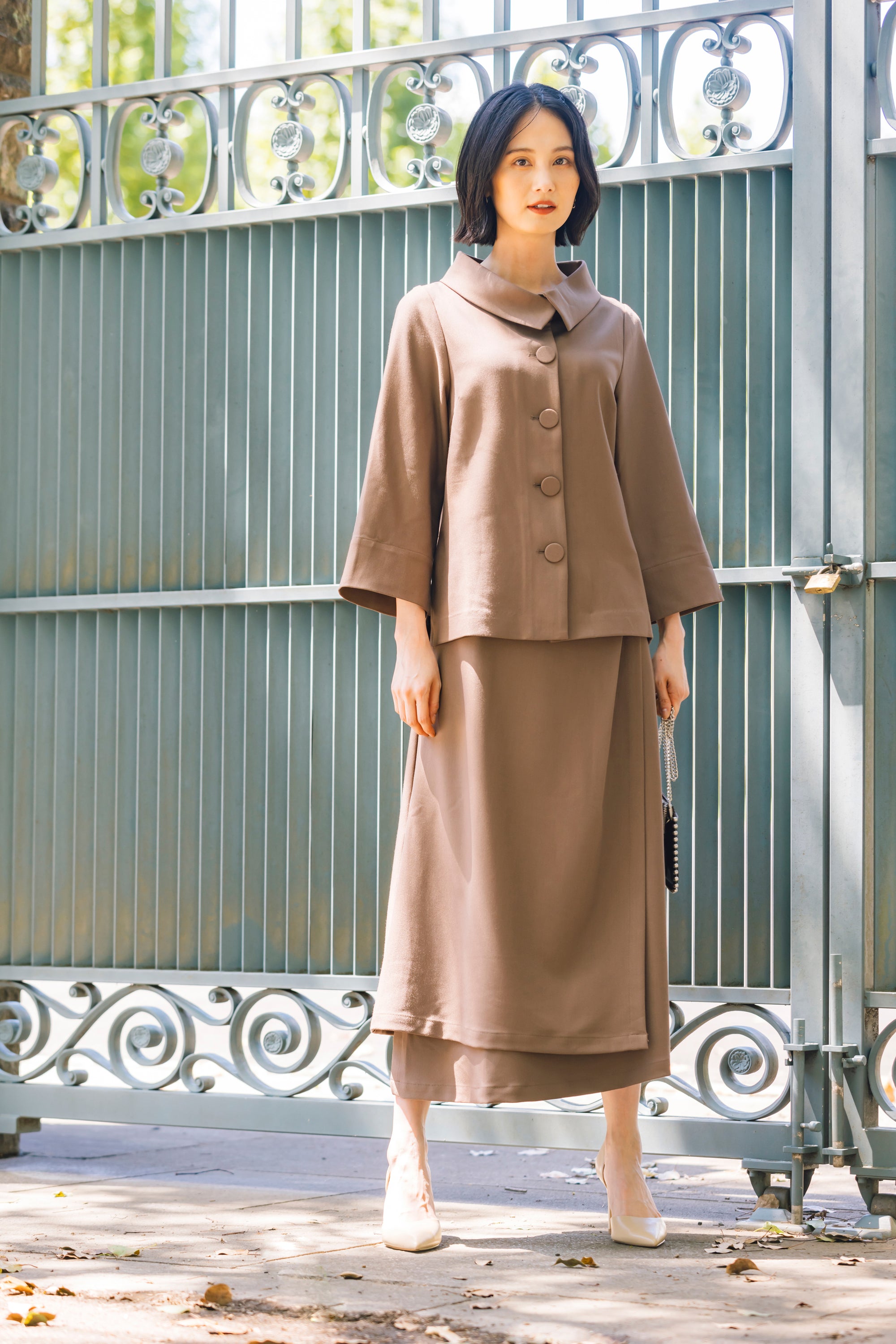 イレギュラーヘムラップ風スカート NS-252