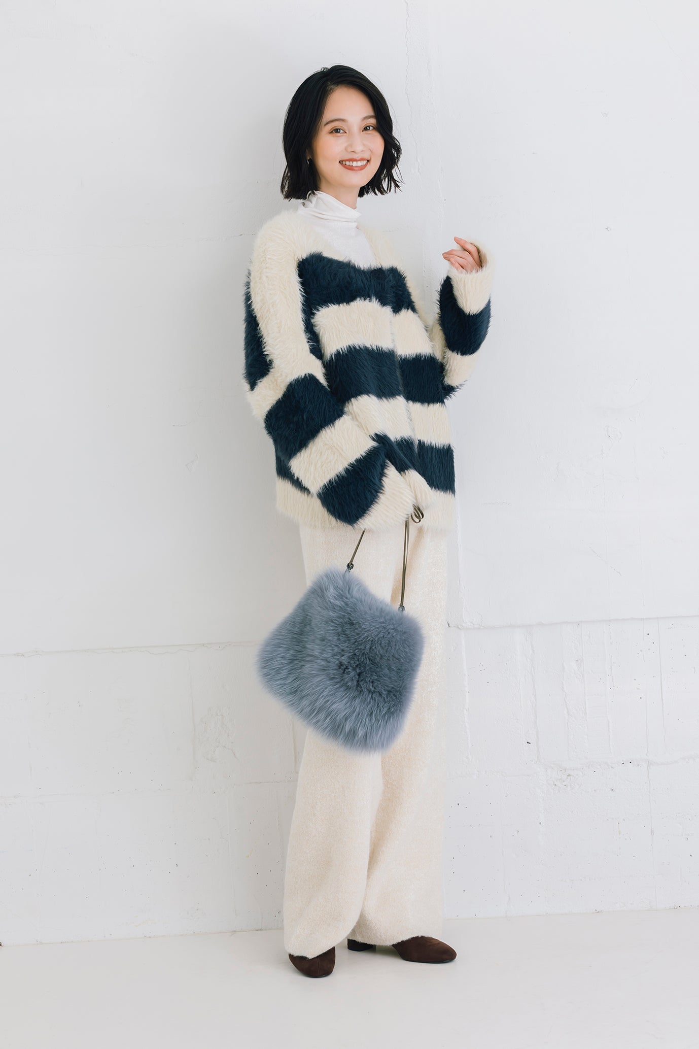 シャギーボーダーニットジャケット NS-254