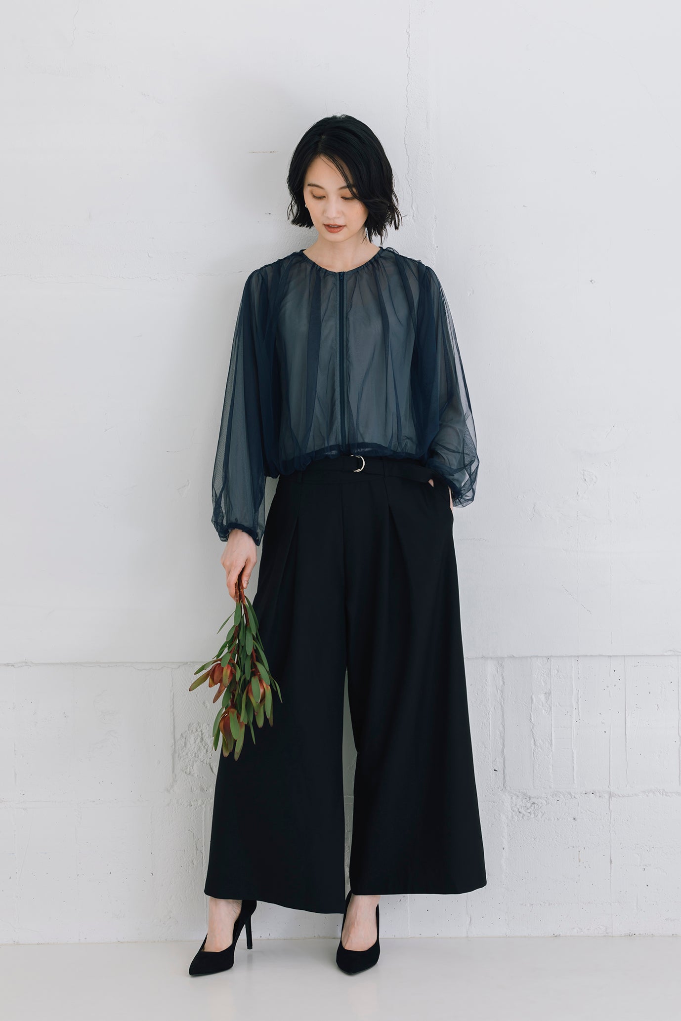 フロントタックワイドパンツ(共布ベルト付き)NS-241