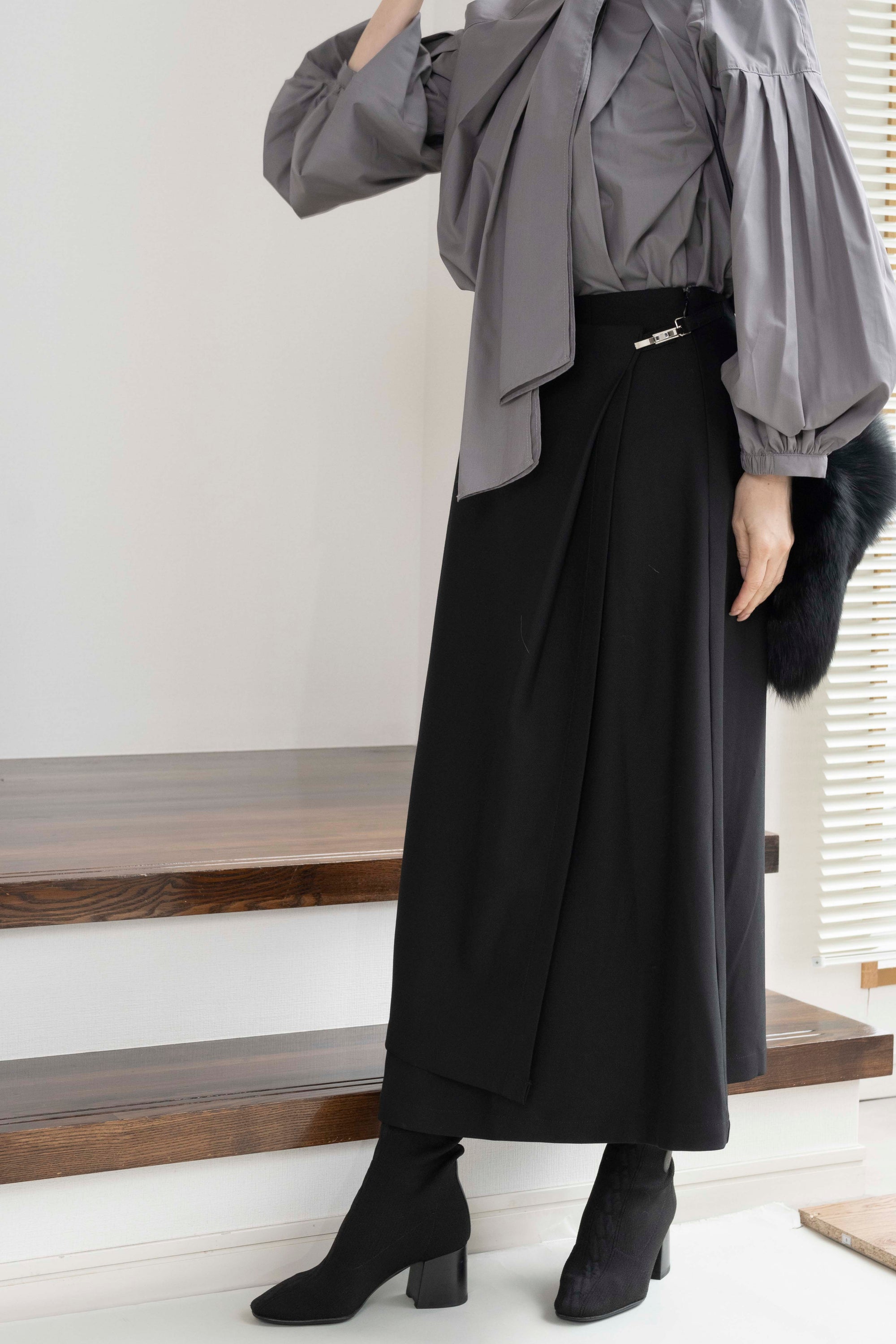 イレギュラーヘムラップ風スカート NS-252