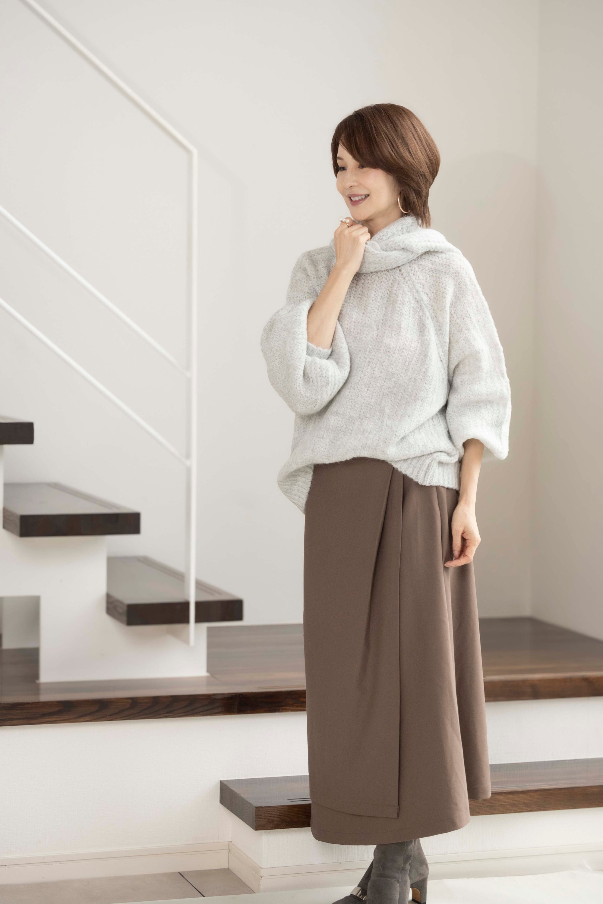 イレギュラーヘムラップ風スカート NS-252