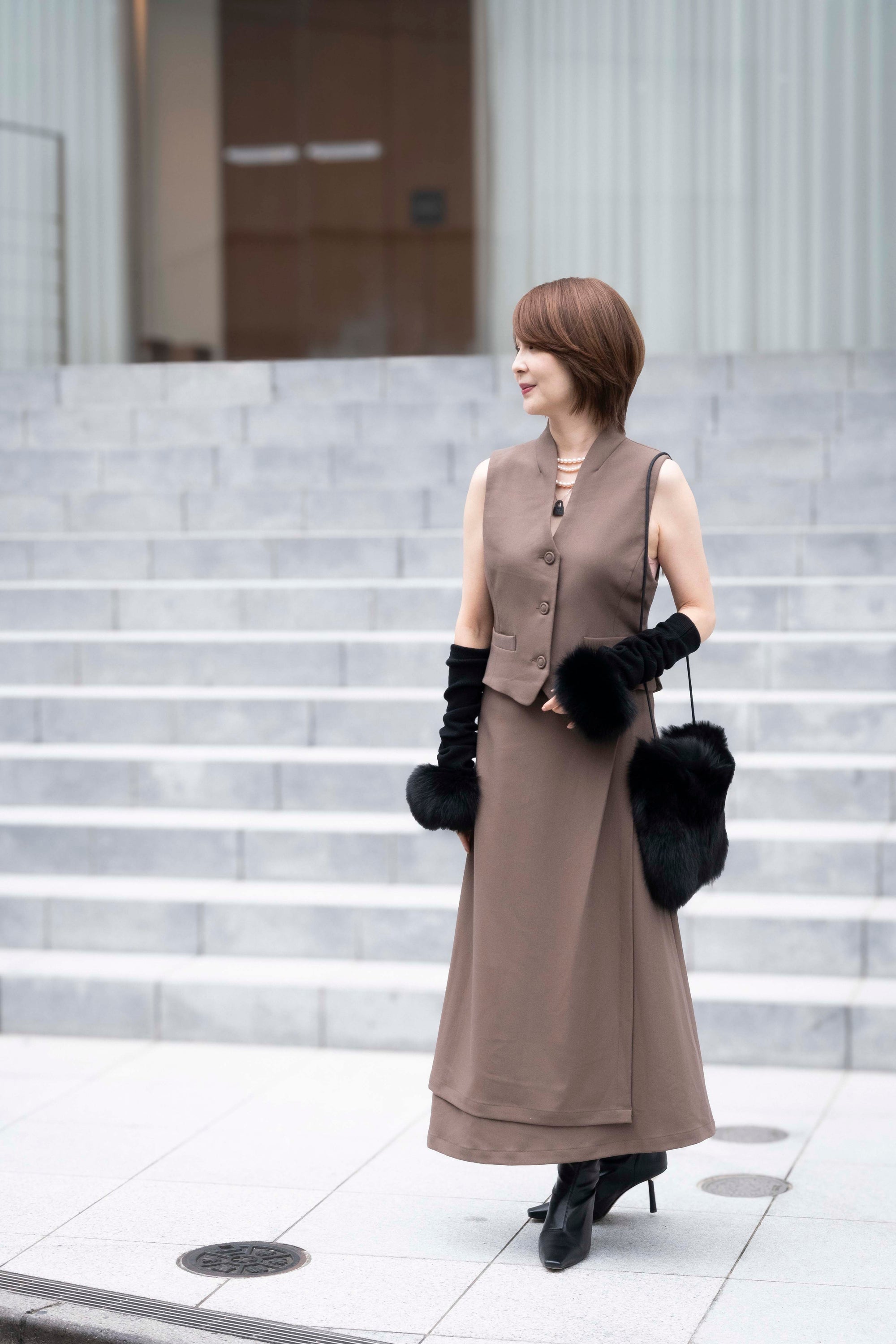 イレギュラーヘムラップ風スカート NS-252