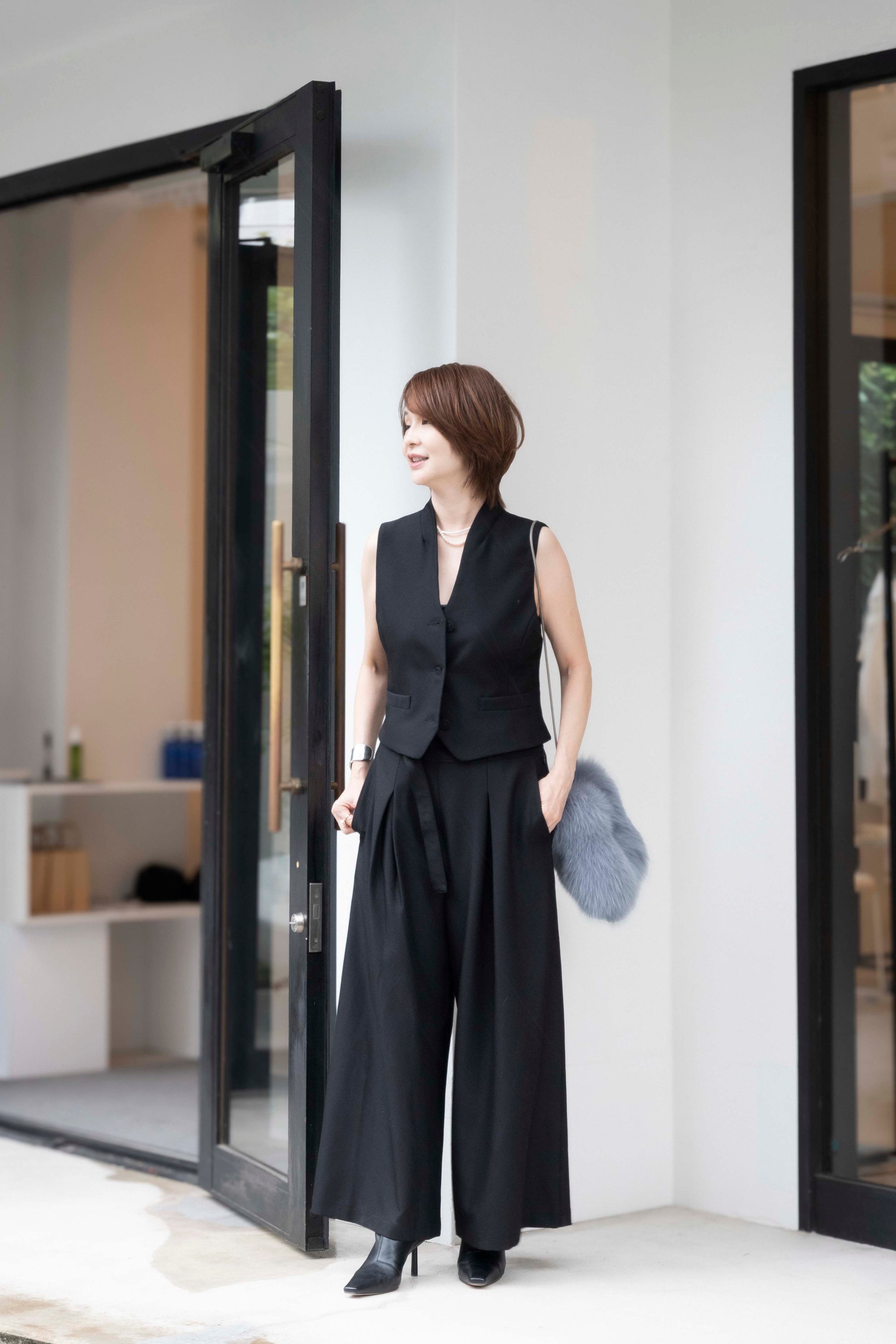 フロントタックワイドパンツ(共布ベルト付き)NS-241