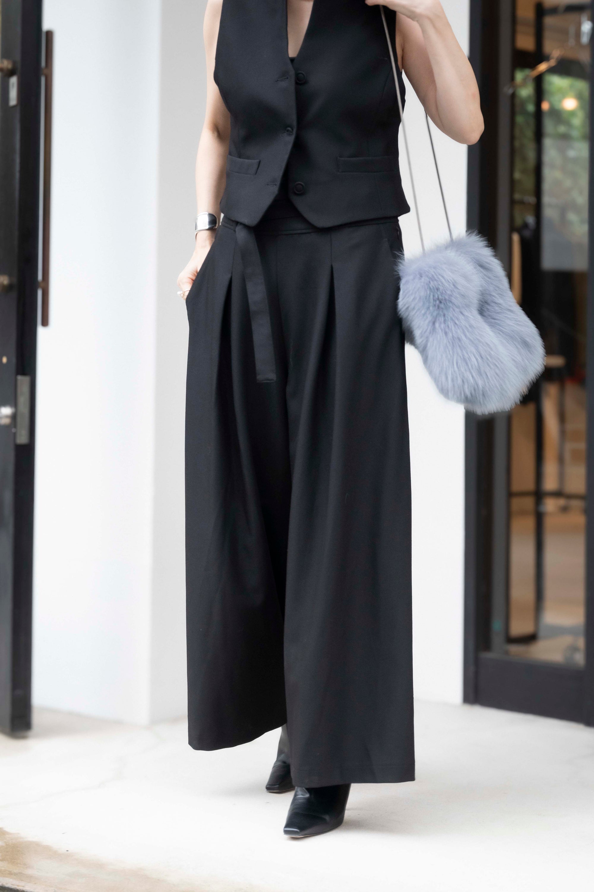 フロントタックワイドパンツ(共布ベルト付き)NS-241