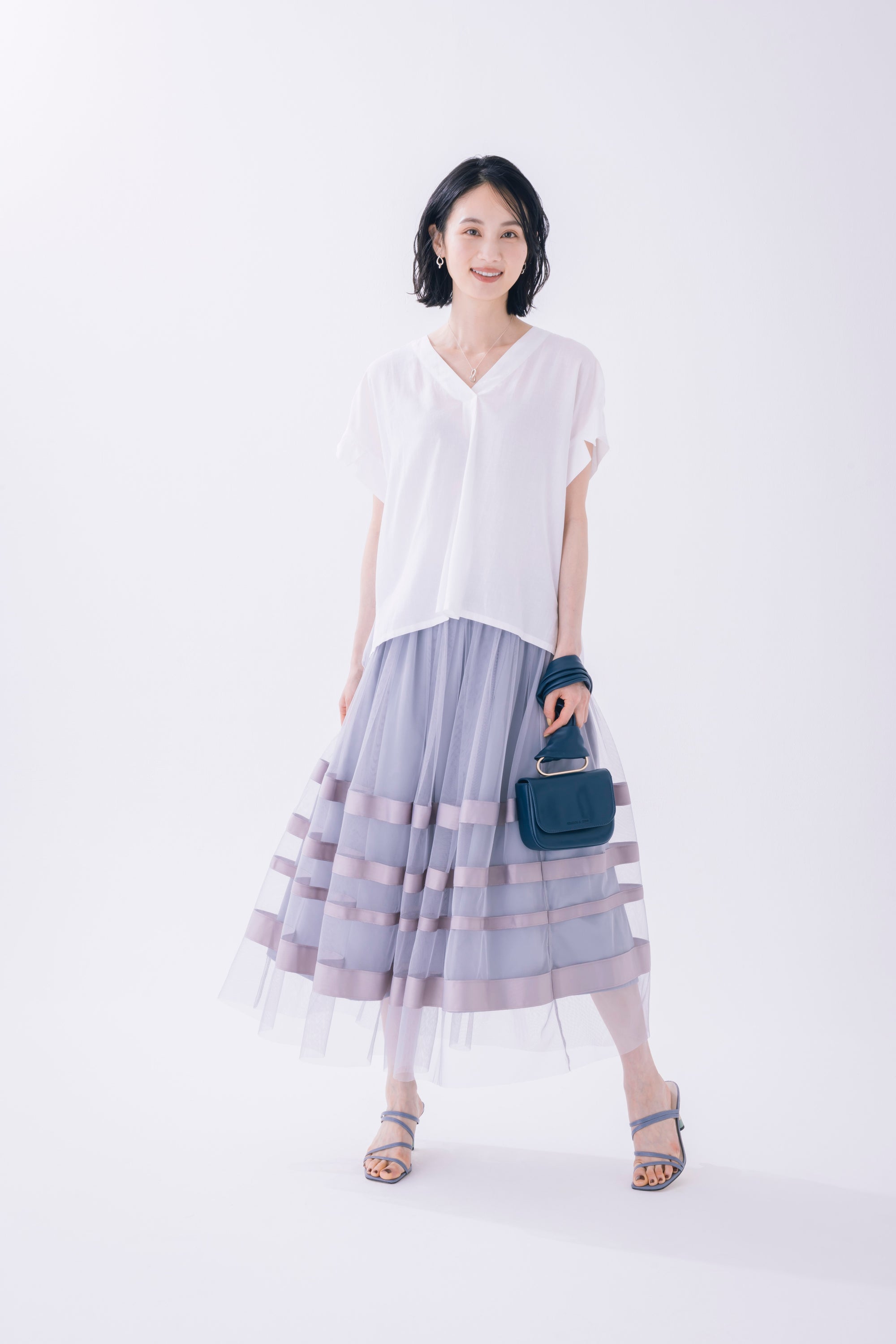 テープ使いチュールスカート NS-242