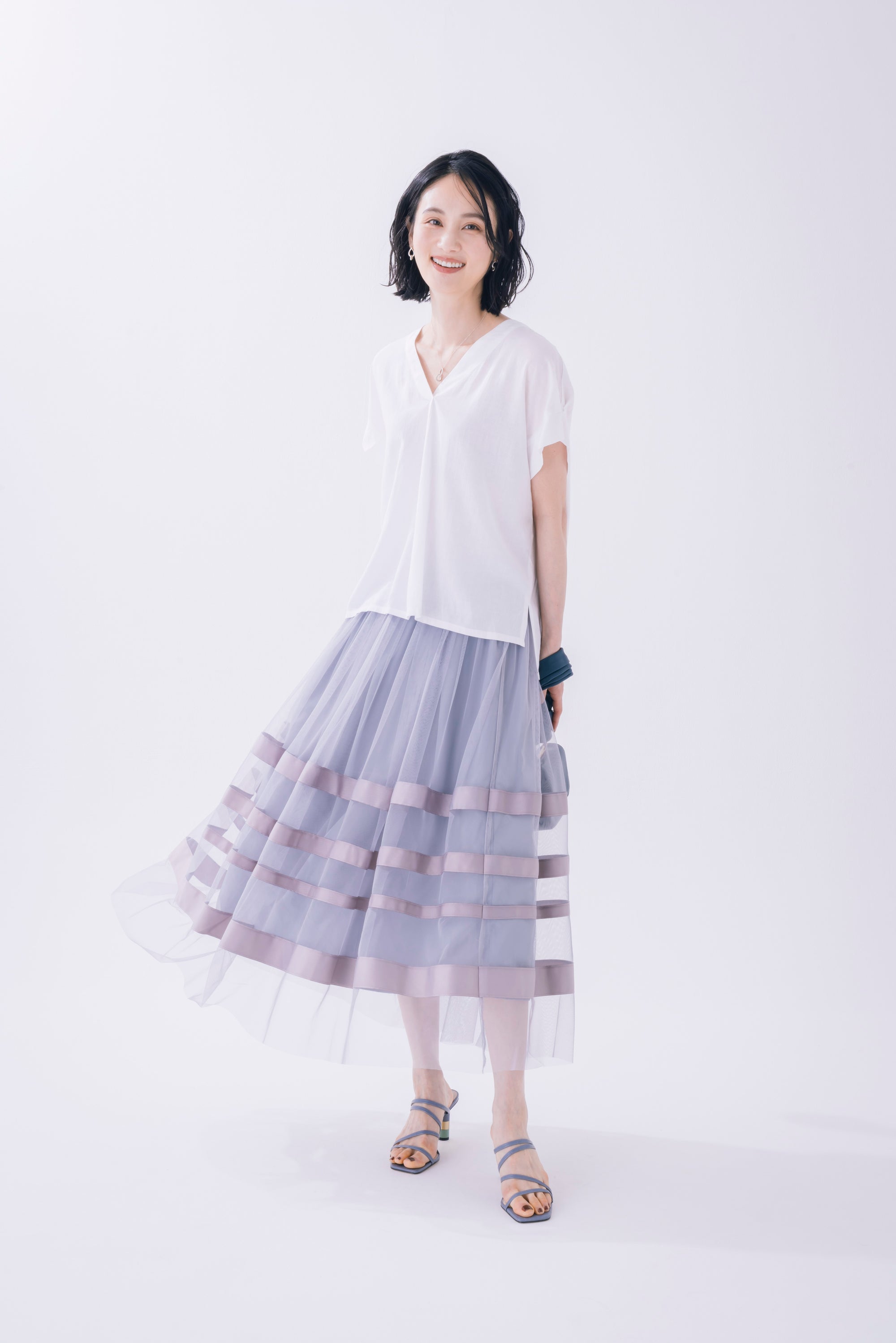 テープ使いチュールスカート NS-242