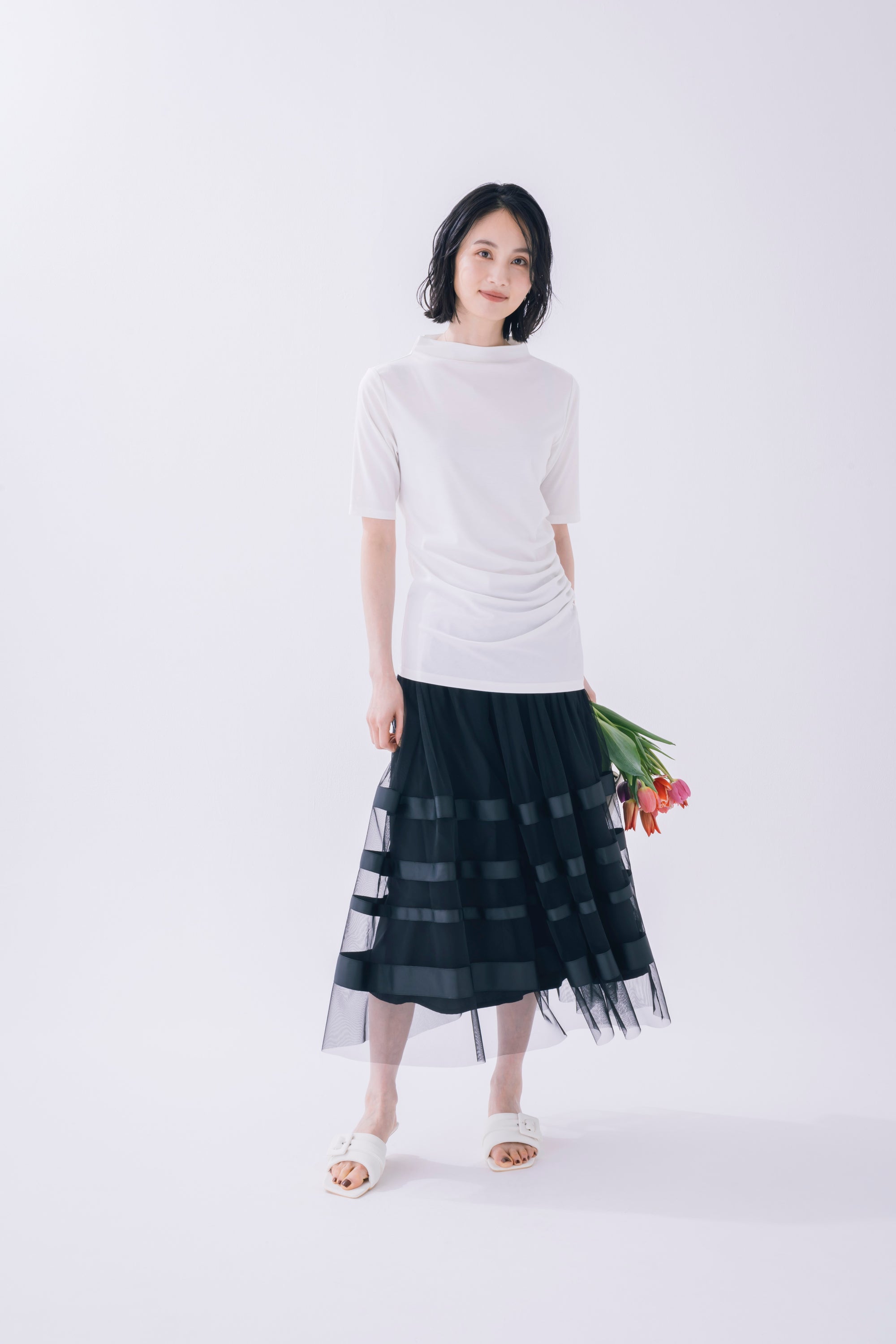 テープ使いチュールスカート NS-242
