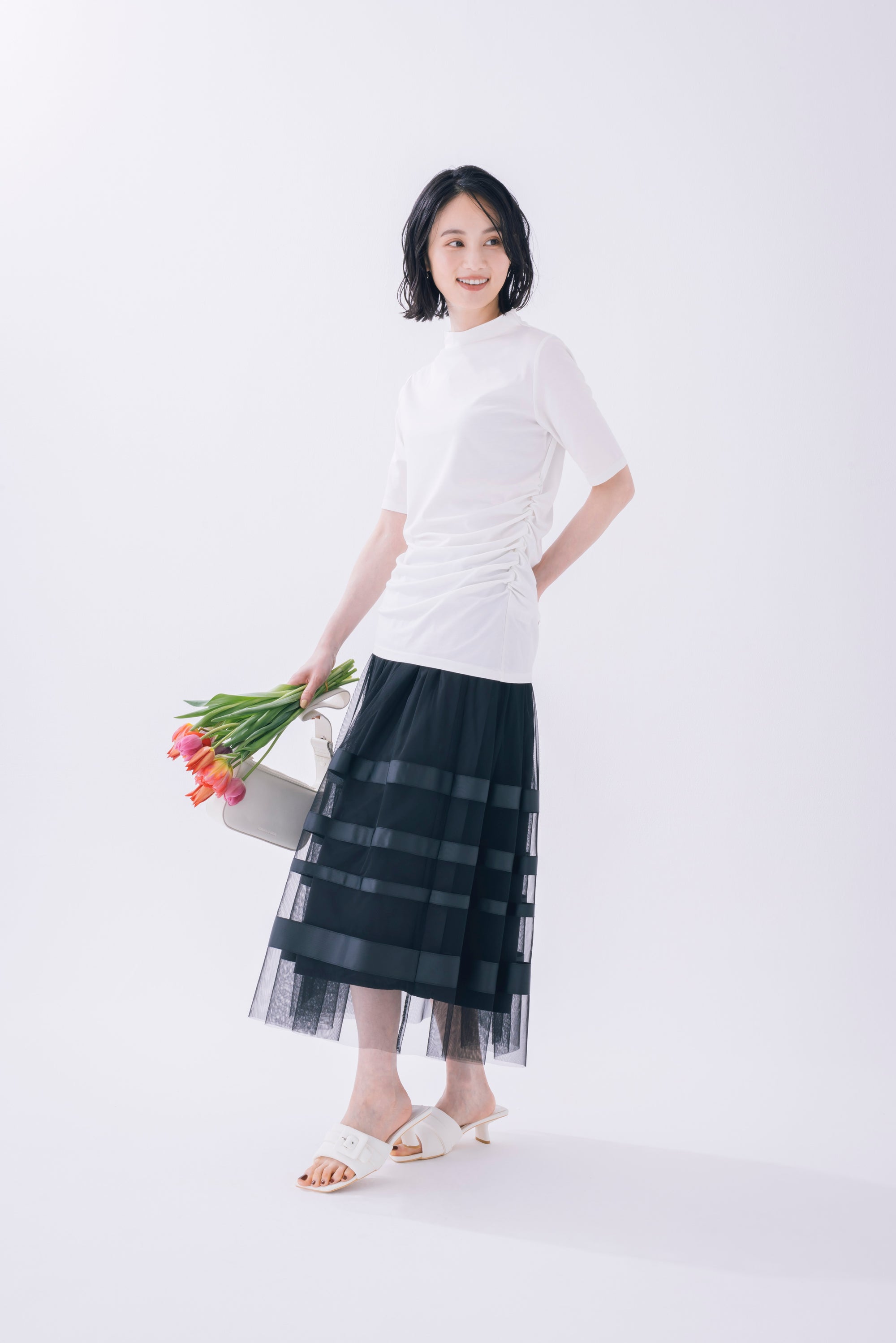 テープ使いチュールスカート NS-242