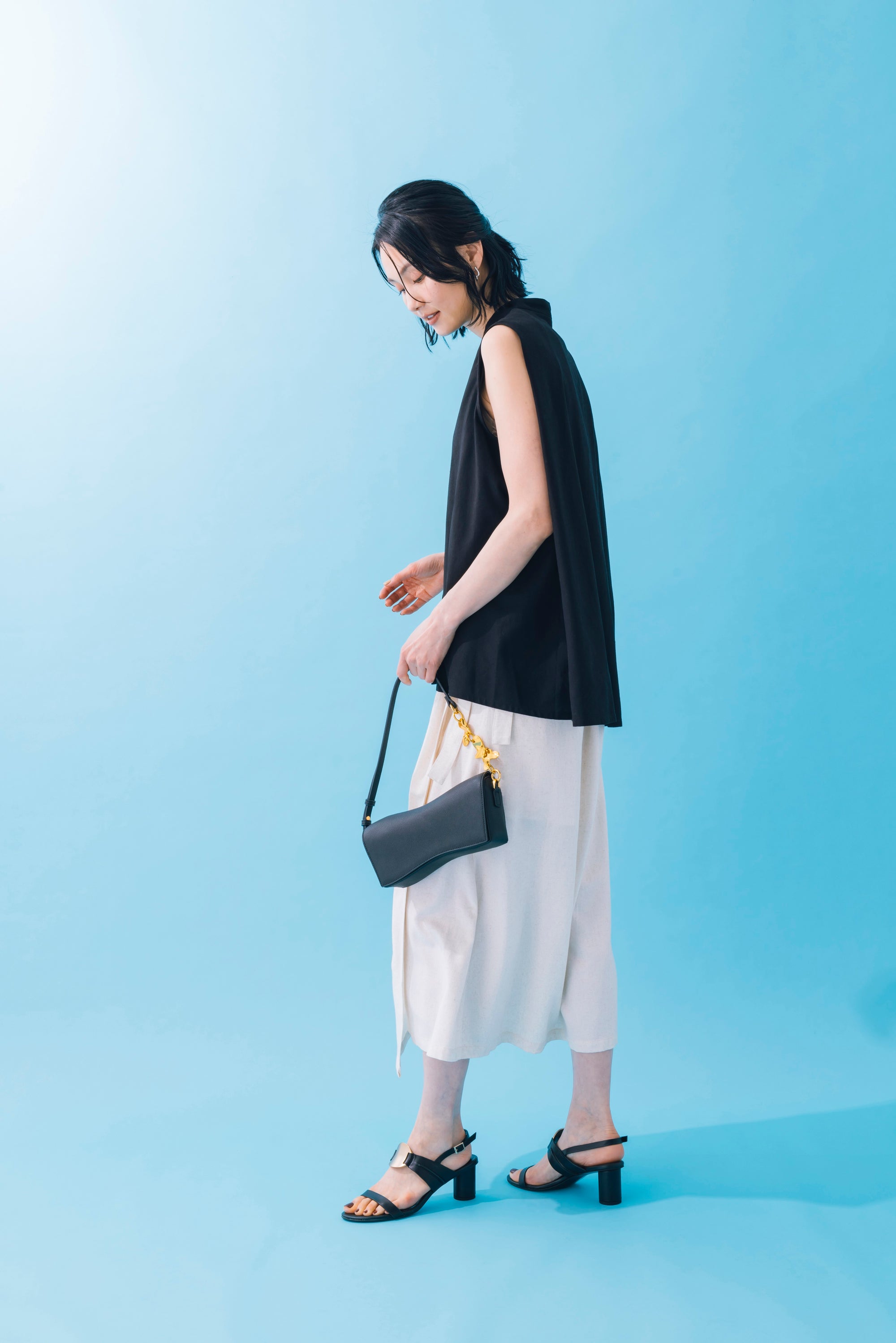 麻混バックタックブラウス NS-197