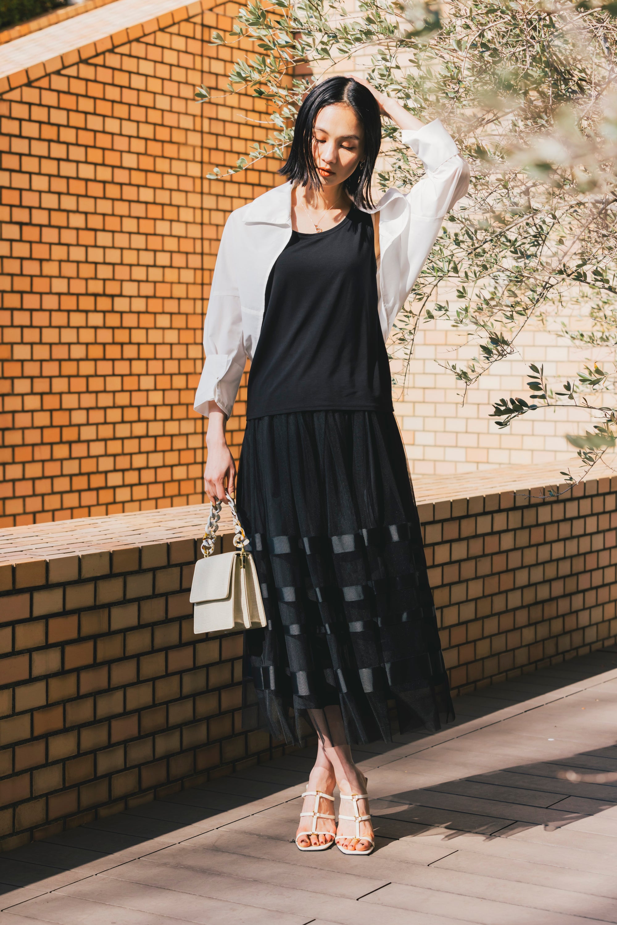 テープ使いチュールスカート NS-242