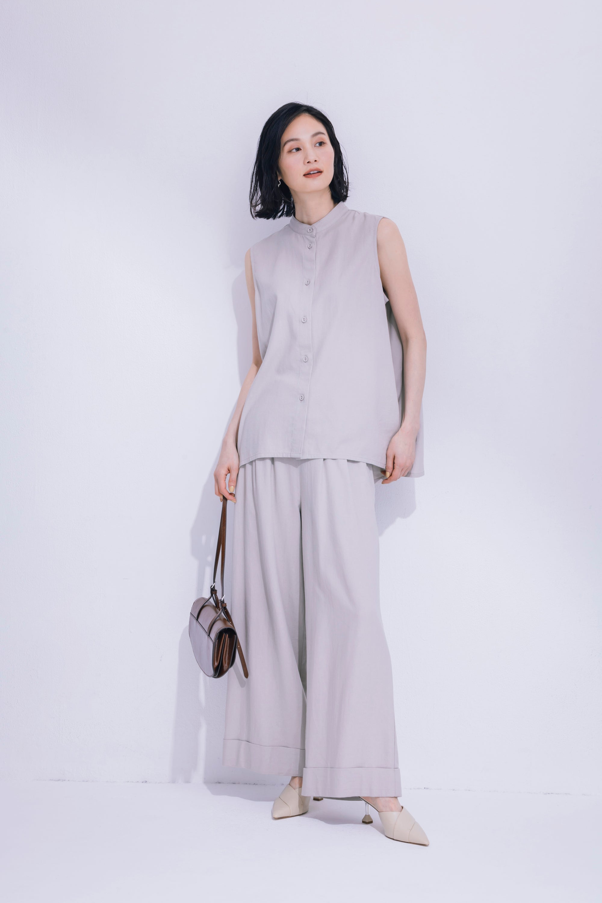 麻混ワイドパンツ NS-205