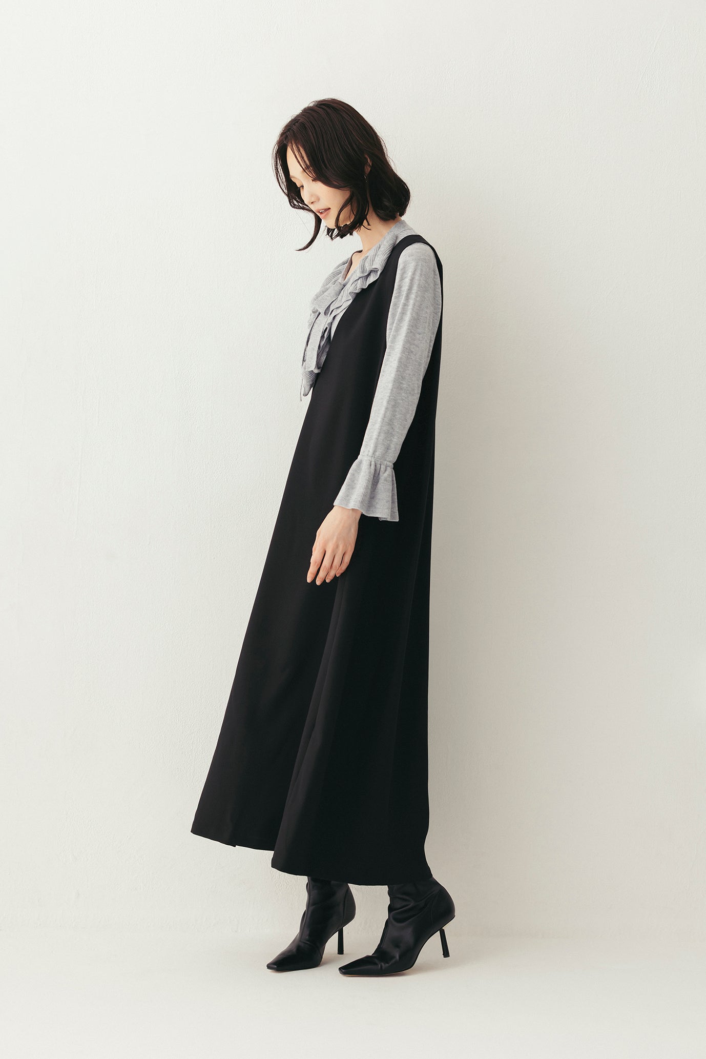 タックジャンパースカート(共布ベルト付き) NS-342