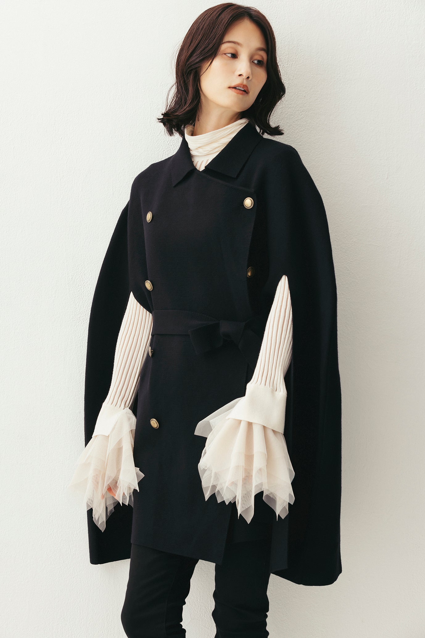 ニットケープコート(ベルト付き) NS-350