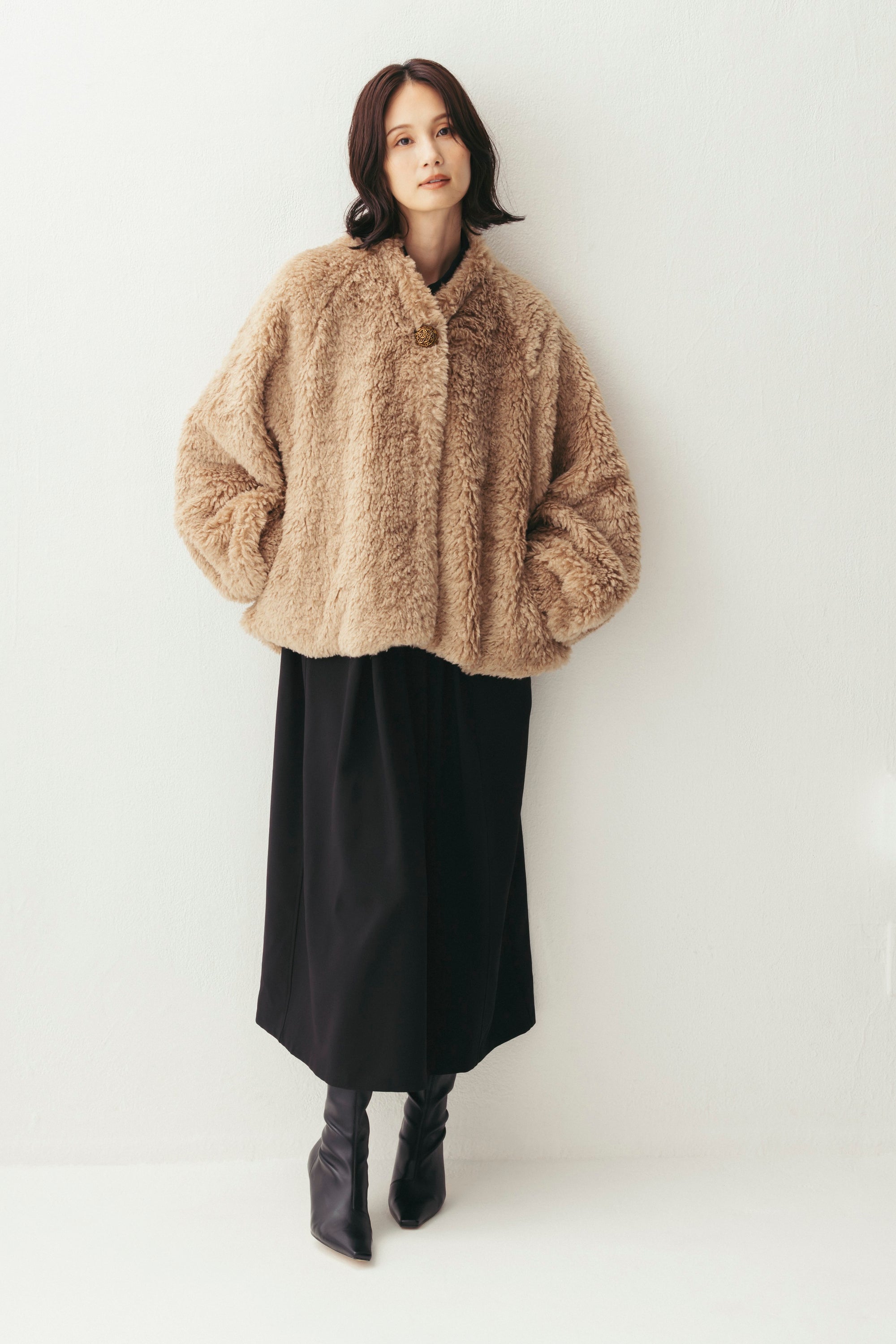 ビジュー釦ボアコート NS-343