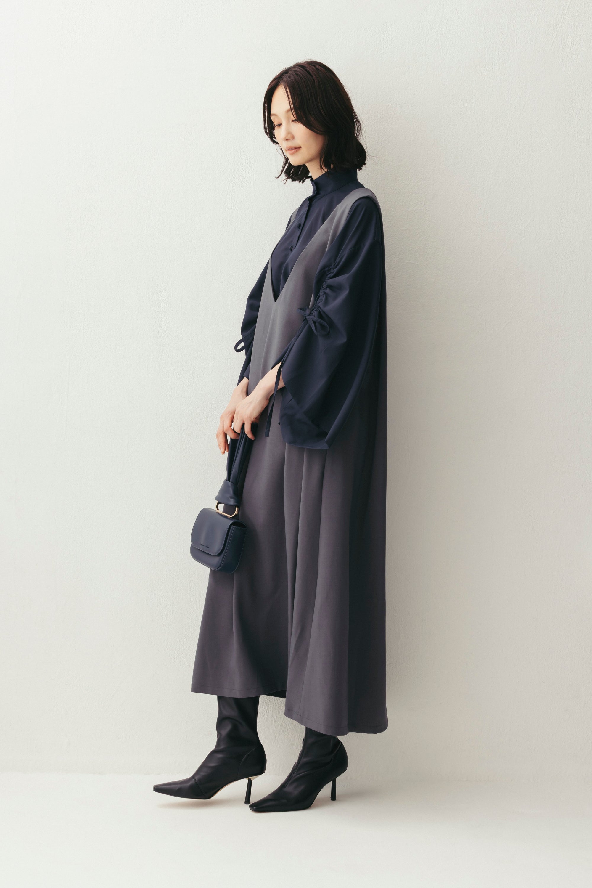 タックジャンパースカート(共布ベルト付き) NS-342