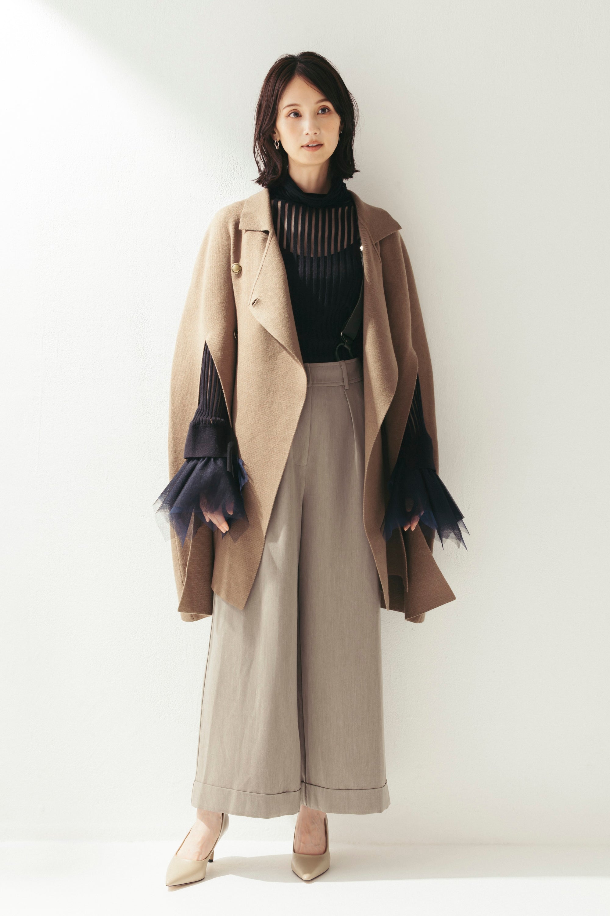 ニットケープコート(ベルト付き) NS-350