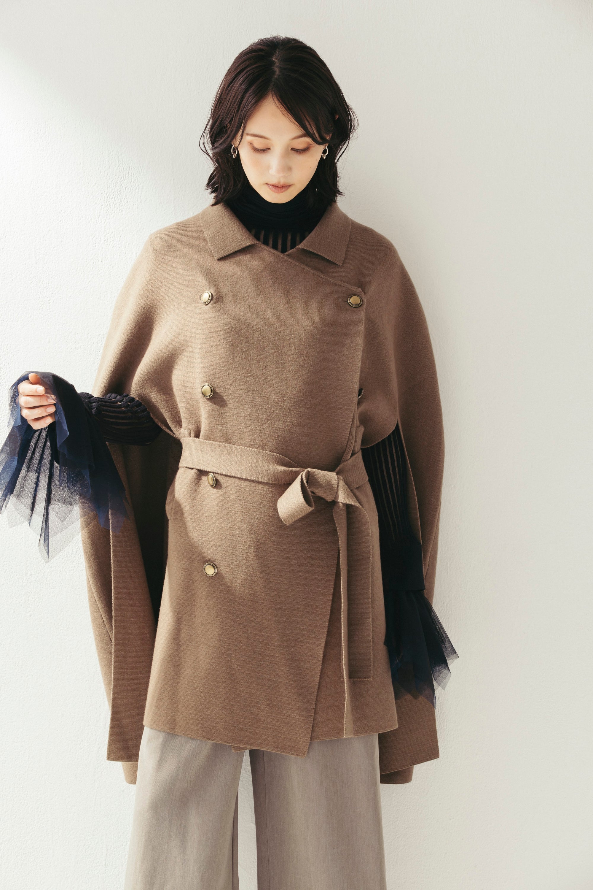 ニットケープコート(ベルト付き) NS-350