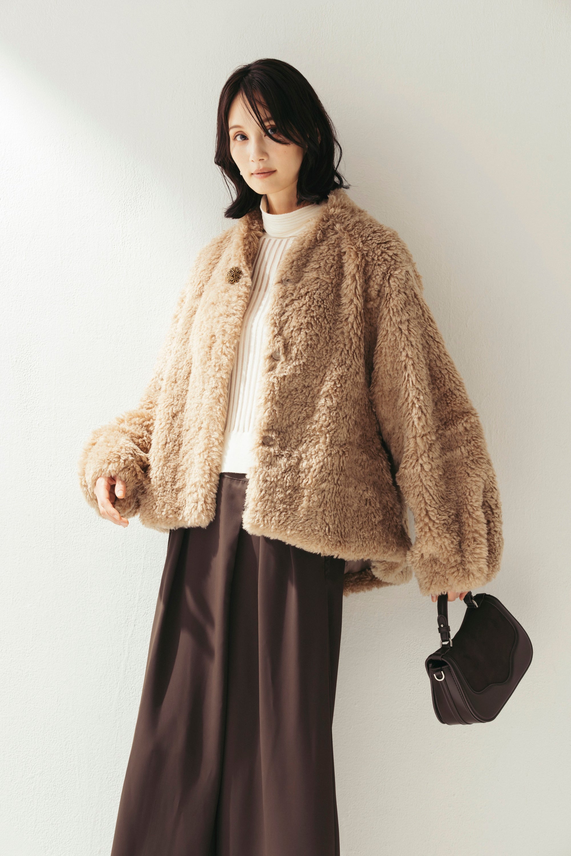 ビジュー釦ボアコート NS-343