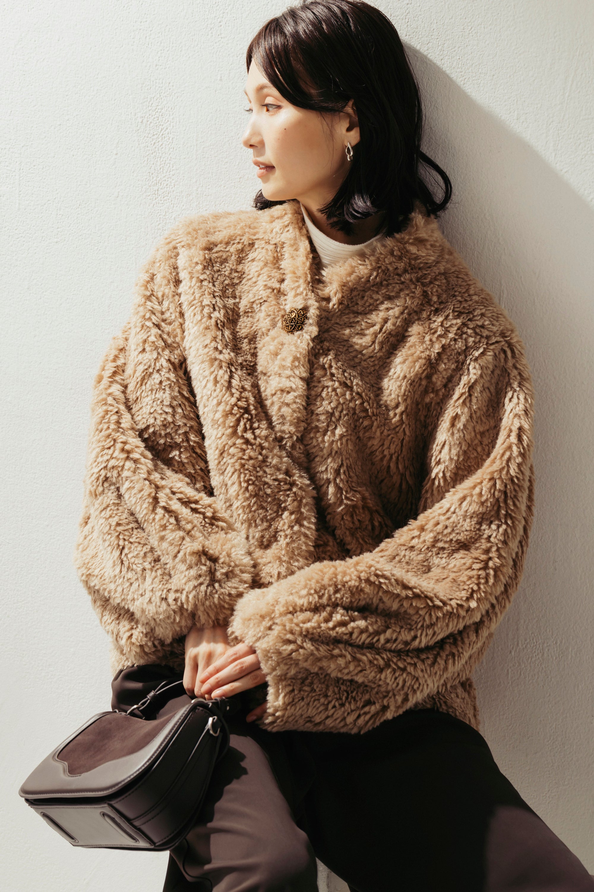 ビジュー釦ボアコート NS-343