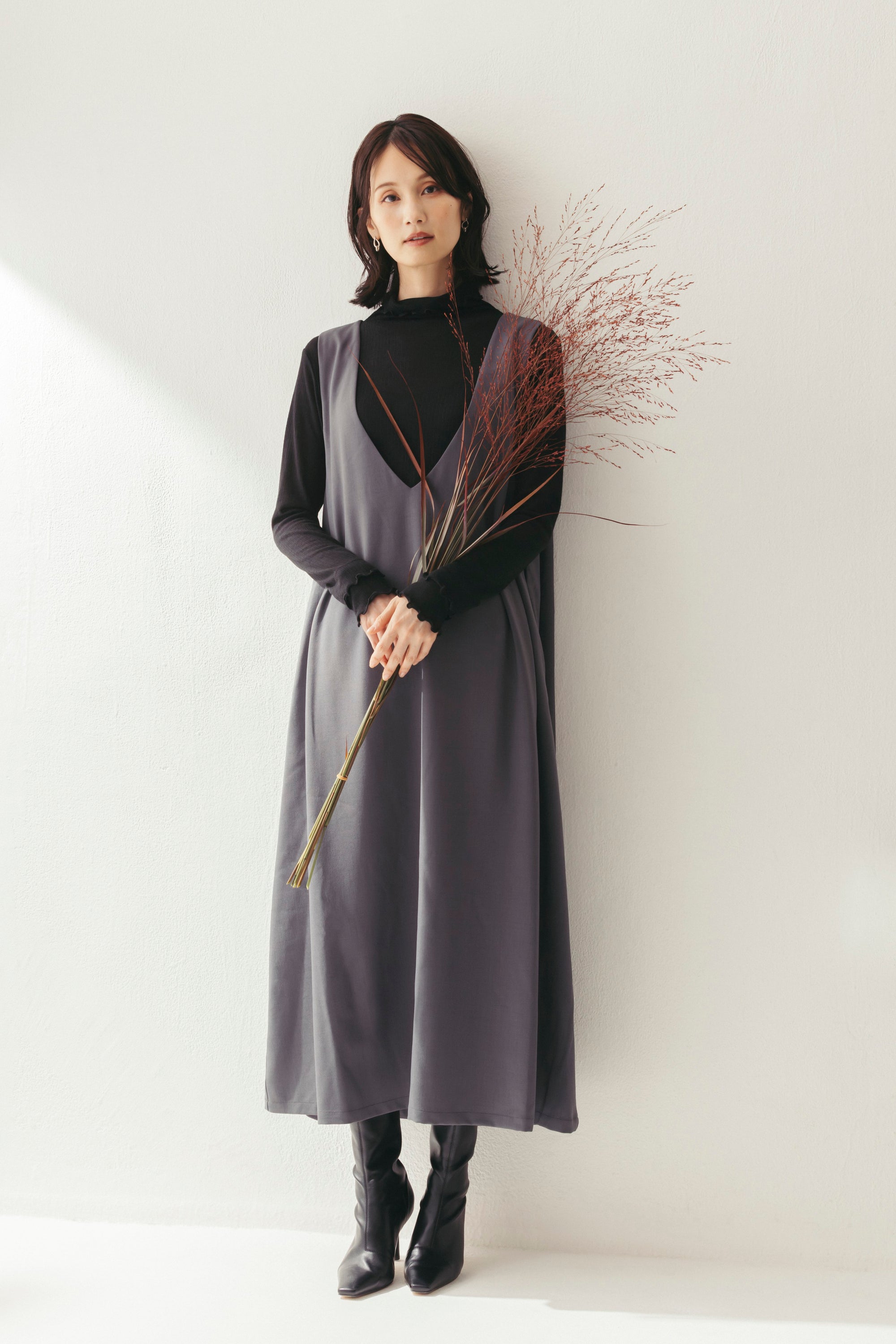 タックジャンパースカート(共布ベルト付き) NS-342