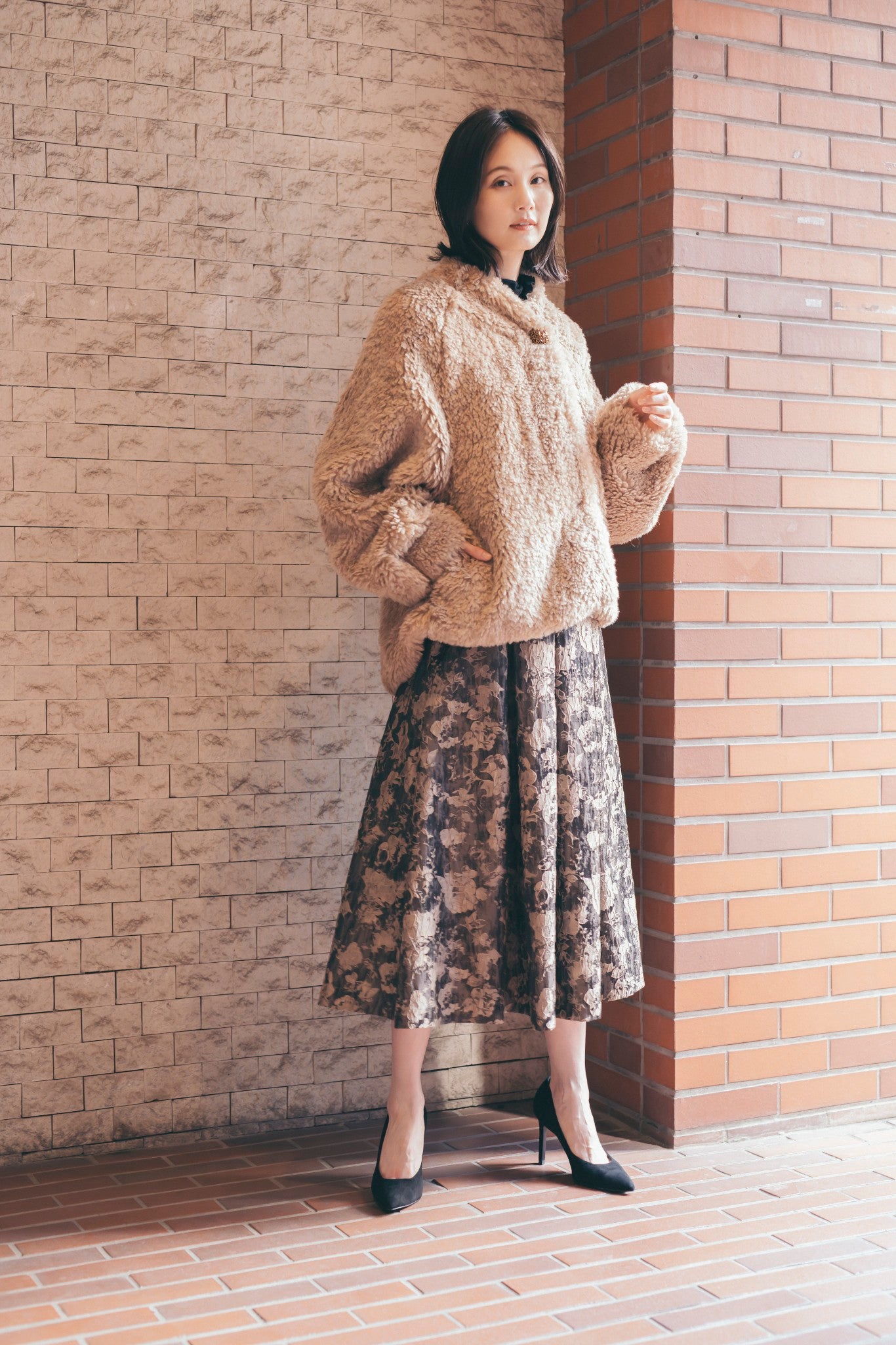 ビジュー釦ボアコート NS-343