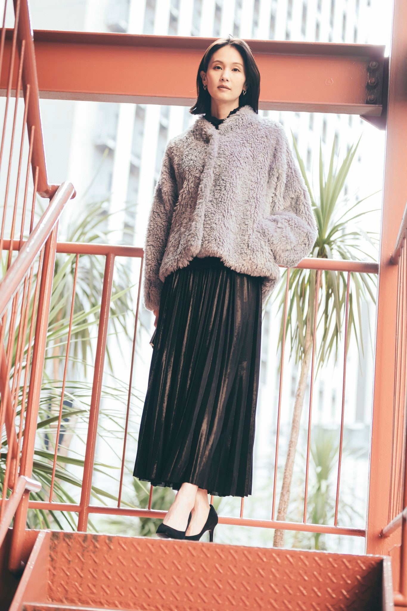 ビジュー釦ボアコート NS-343