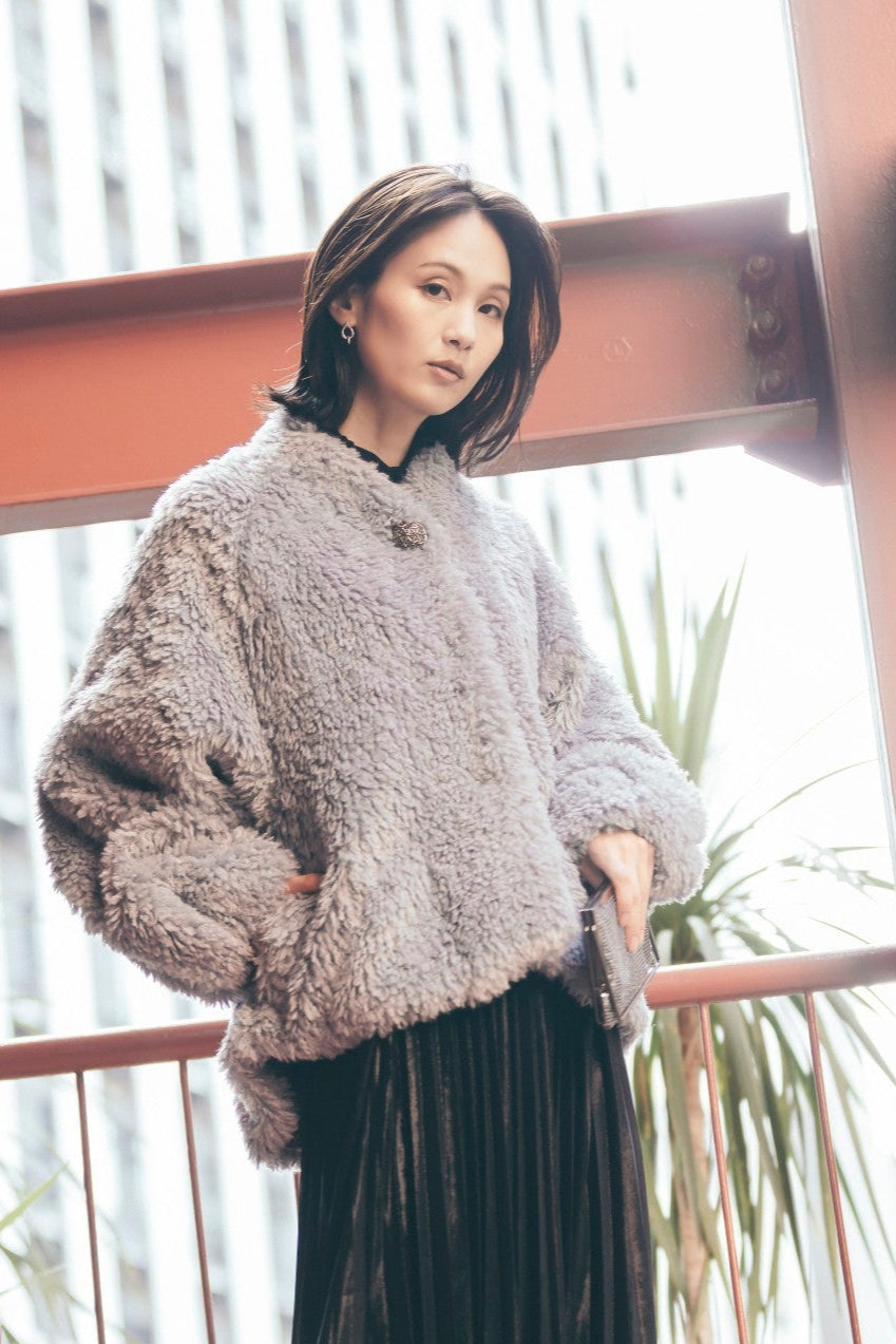 ビジュー釦ボアコート NS-343