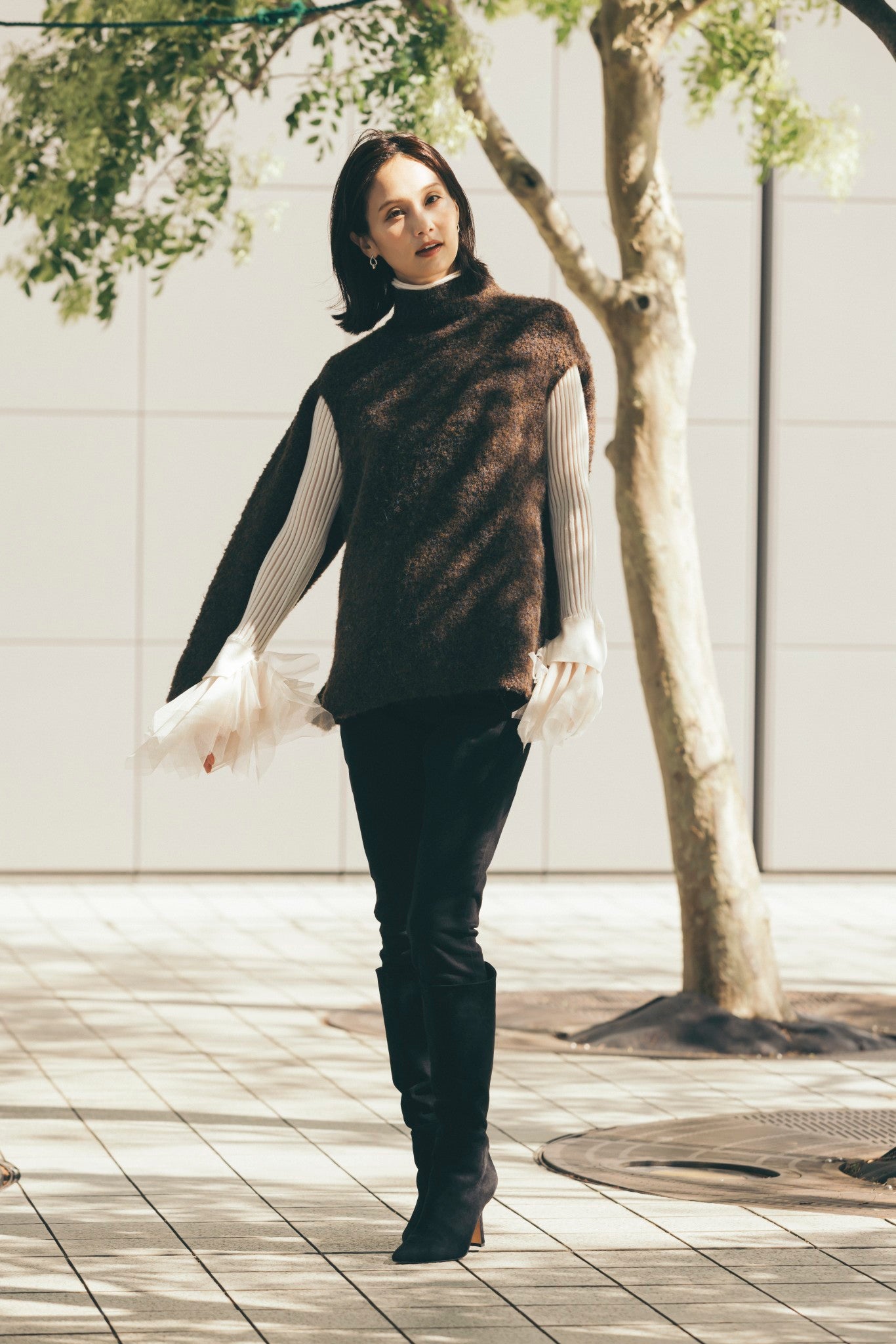 デザインスリーブニットトップ NS-351