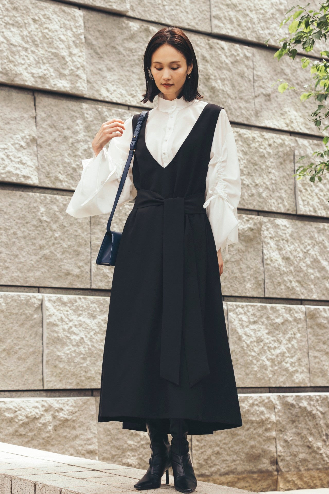 タックジャンパースカート(共布ベルト付き) NS-342