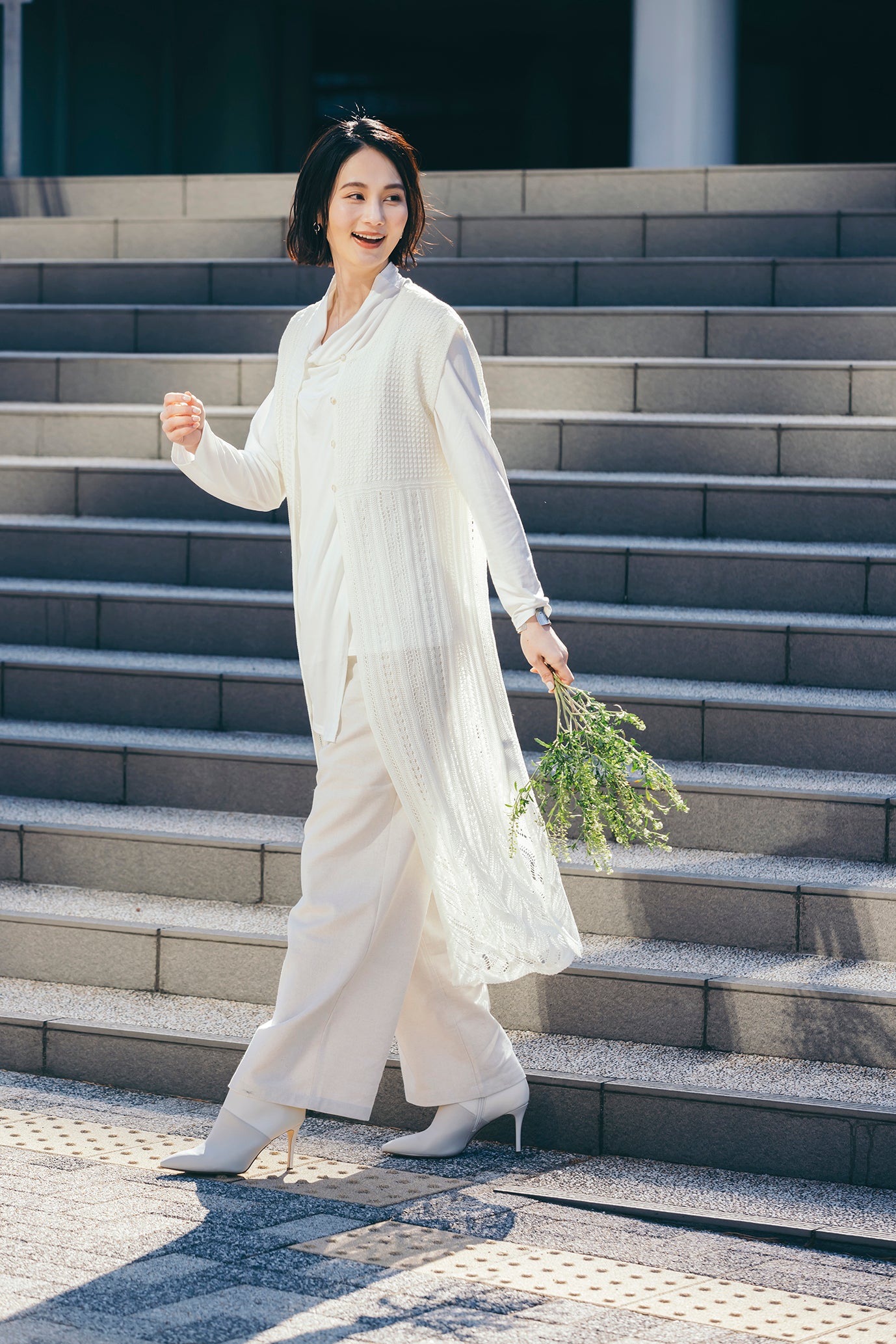 レーシー調ニットロングジレ NS-211