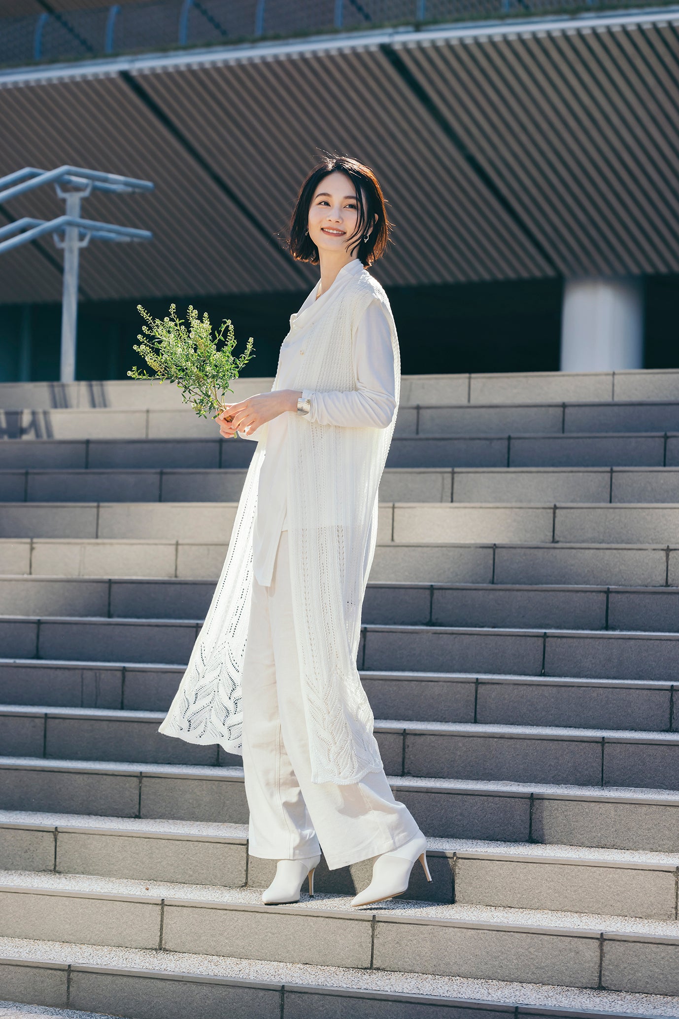 レーシー調ニットロングジレ NS-211