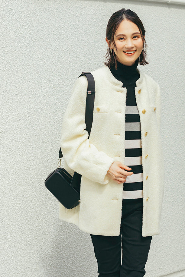 ウール混ボアコート NS-167