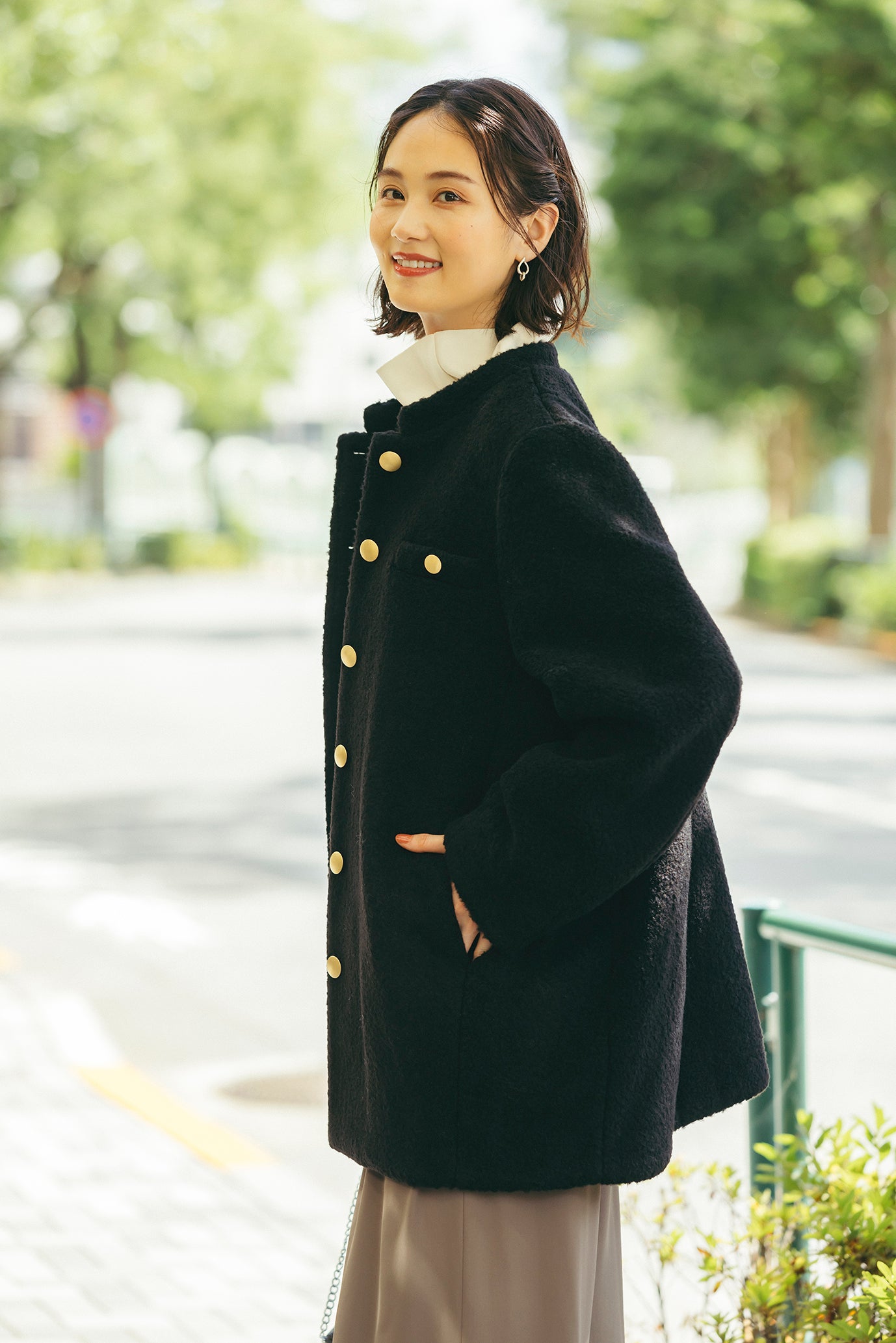 ウール混ボアコート NS-167