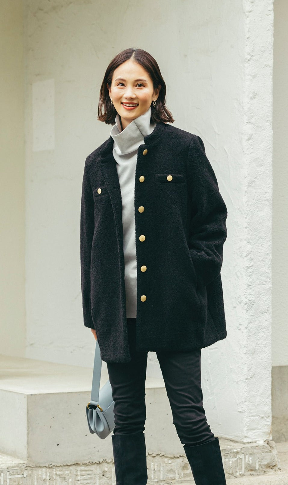 ウール混ボアコート NS-167