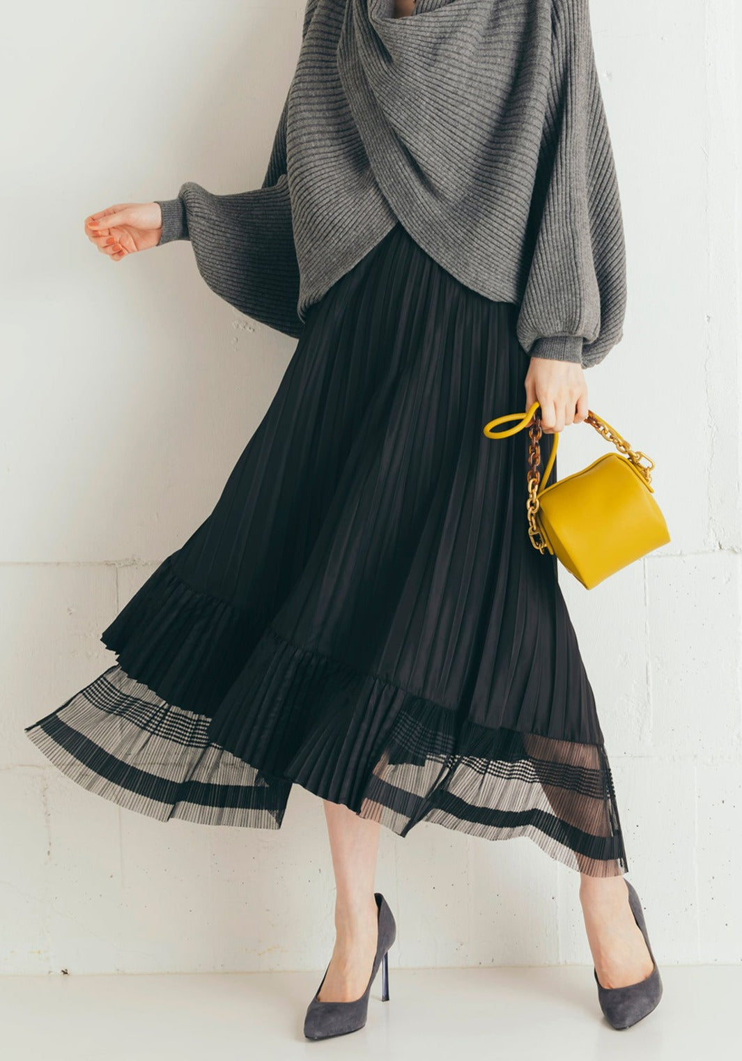 イレギュラーヘムプリーツスカート NS-169