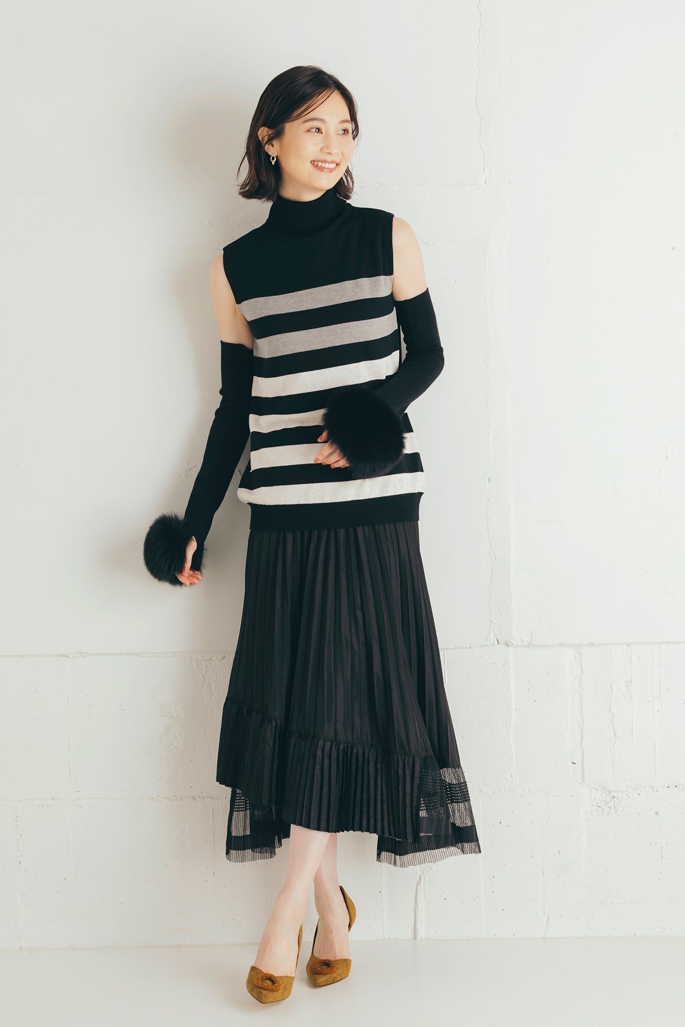 イレギュラーヘムプリーツスカート NS-169